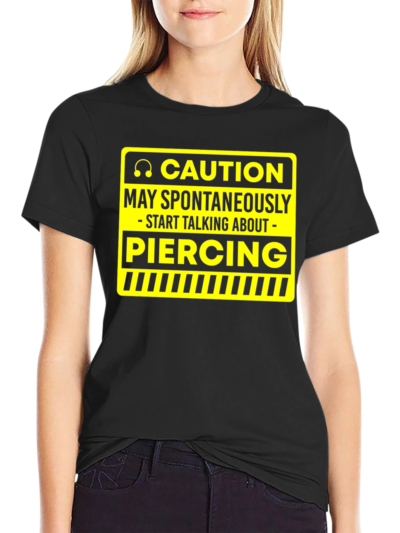 Caution Piercing T-Shirt - Funny Graphic Tee