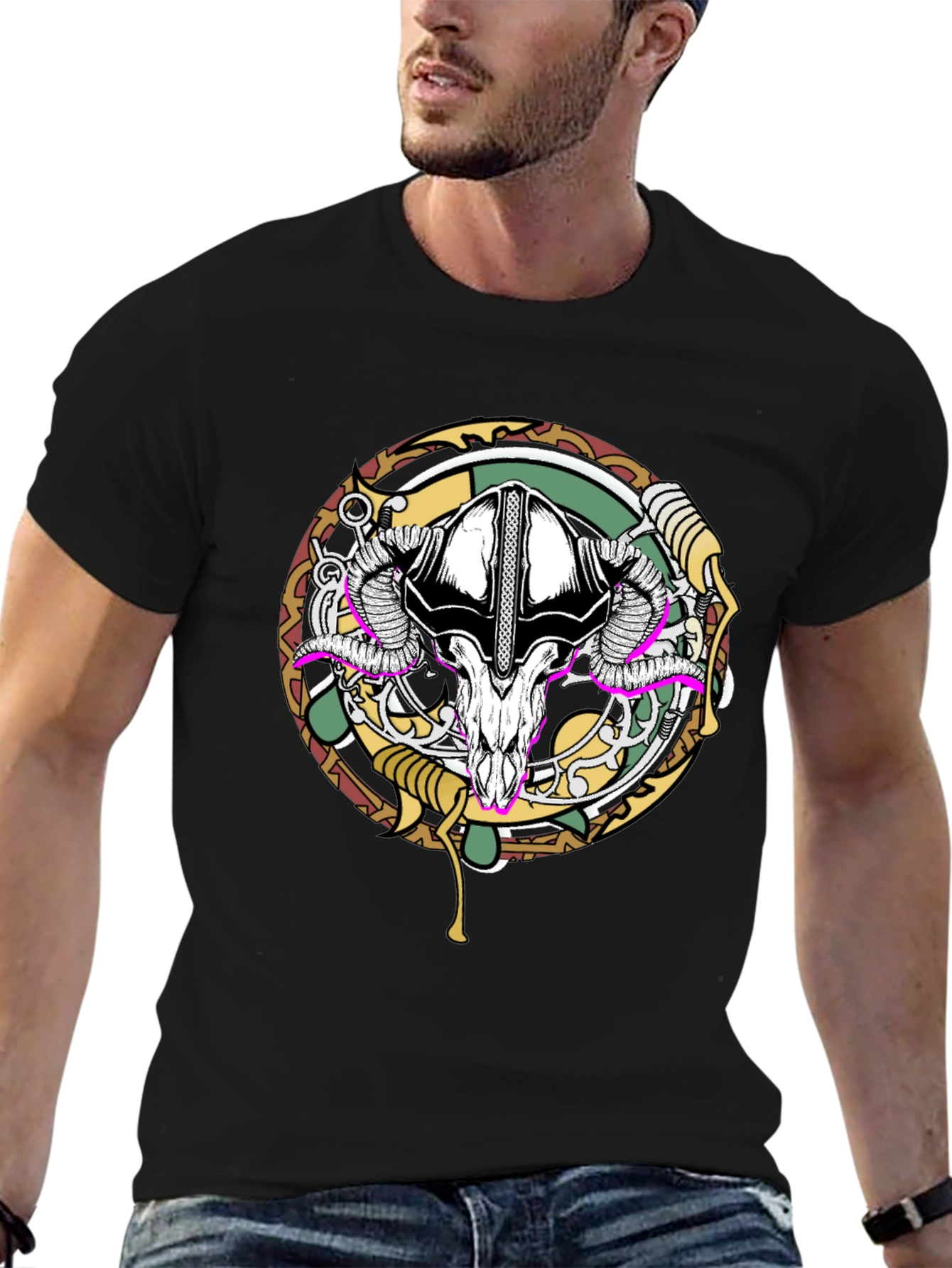 Ram Skull Graphic Tee - Unique Design
