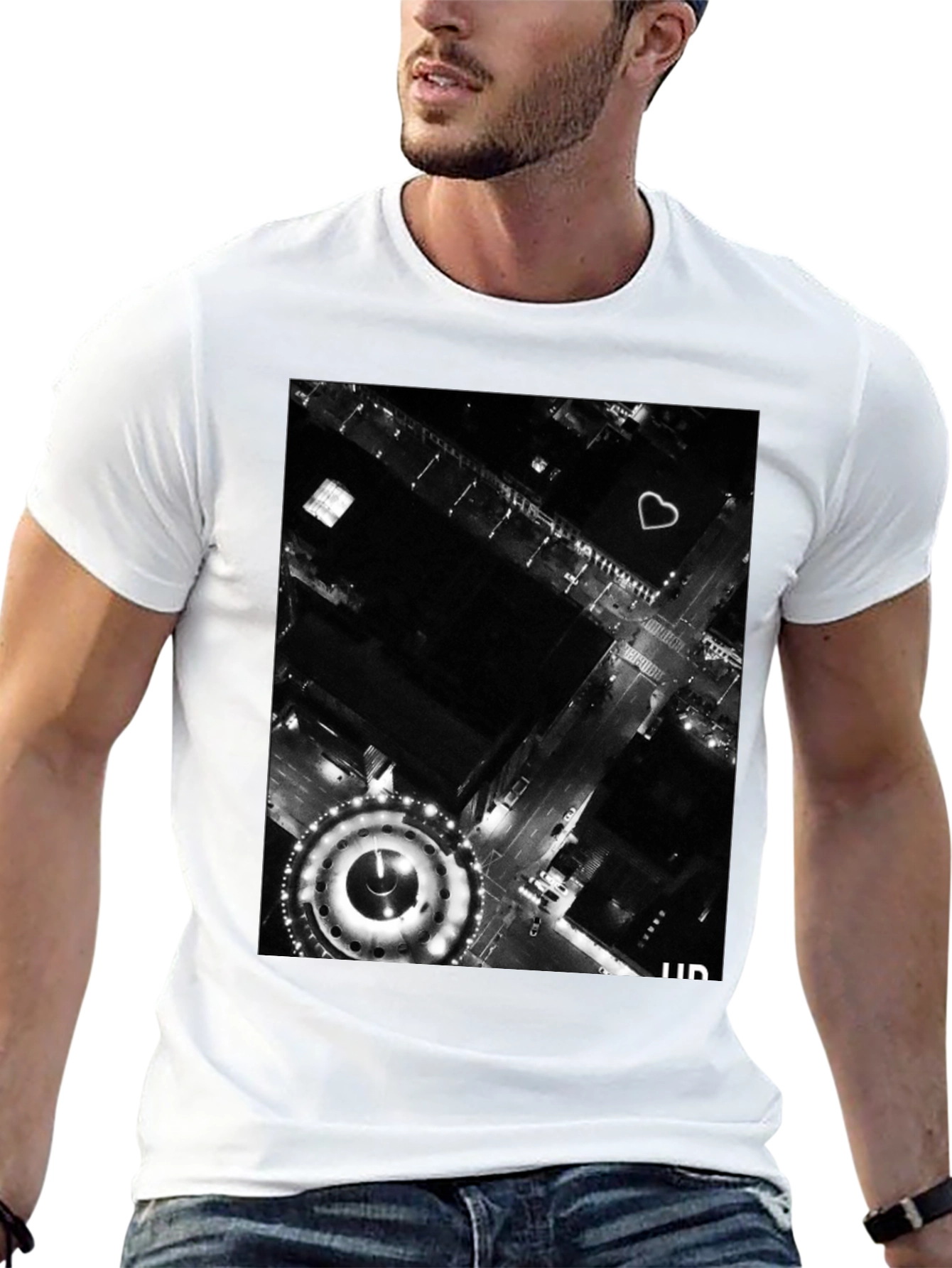 Urban Lights Graphic Tee - Stylish Black T-Shirt
