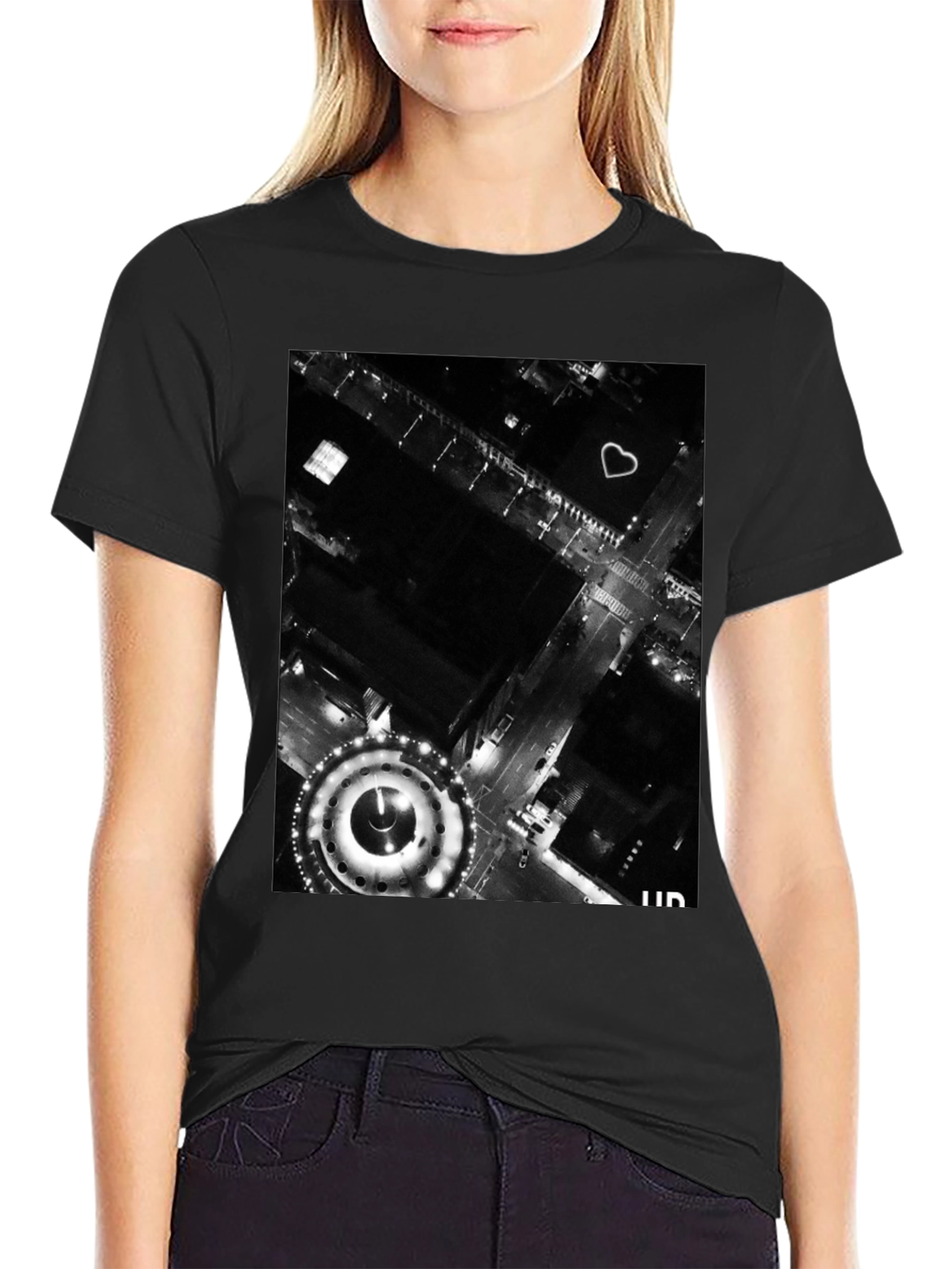 Urban Lights Graphic Tee - Stylish Black T-Shirt