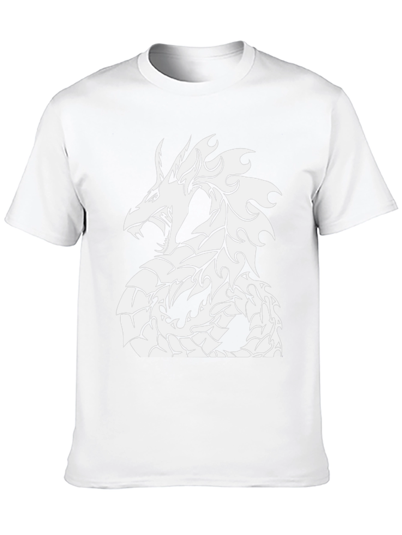 Black T-Shirt with White Dragon Graphic