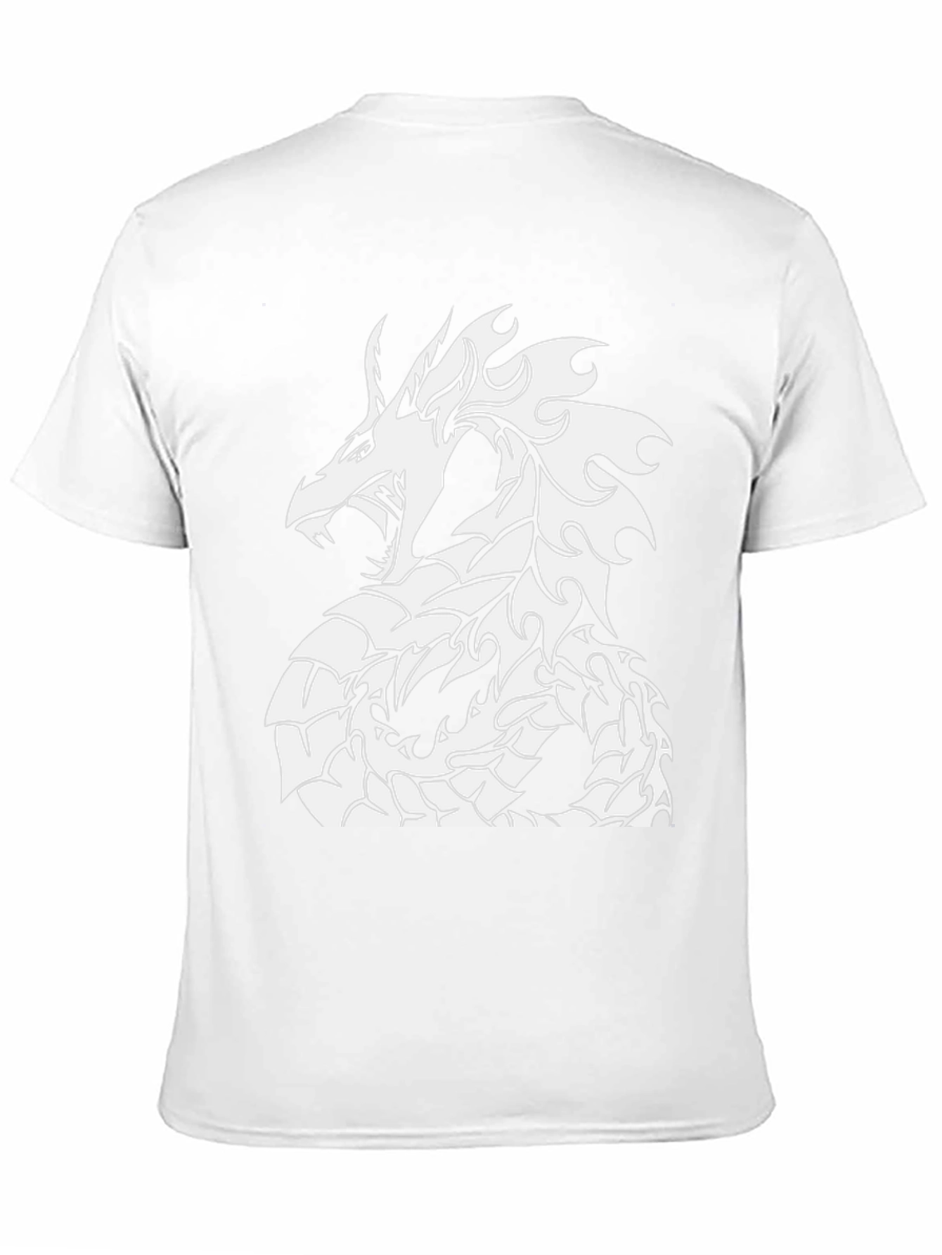 Black T-Shirt with White Dragon Graphic