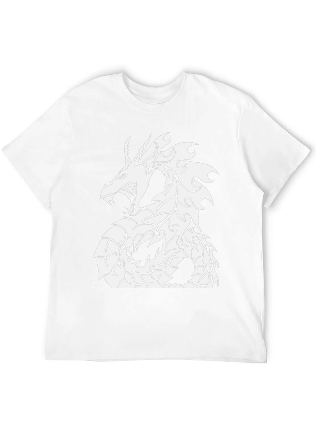 Black T-Shirt with White Dragon Graphic