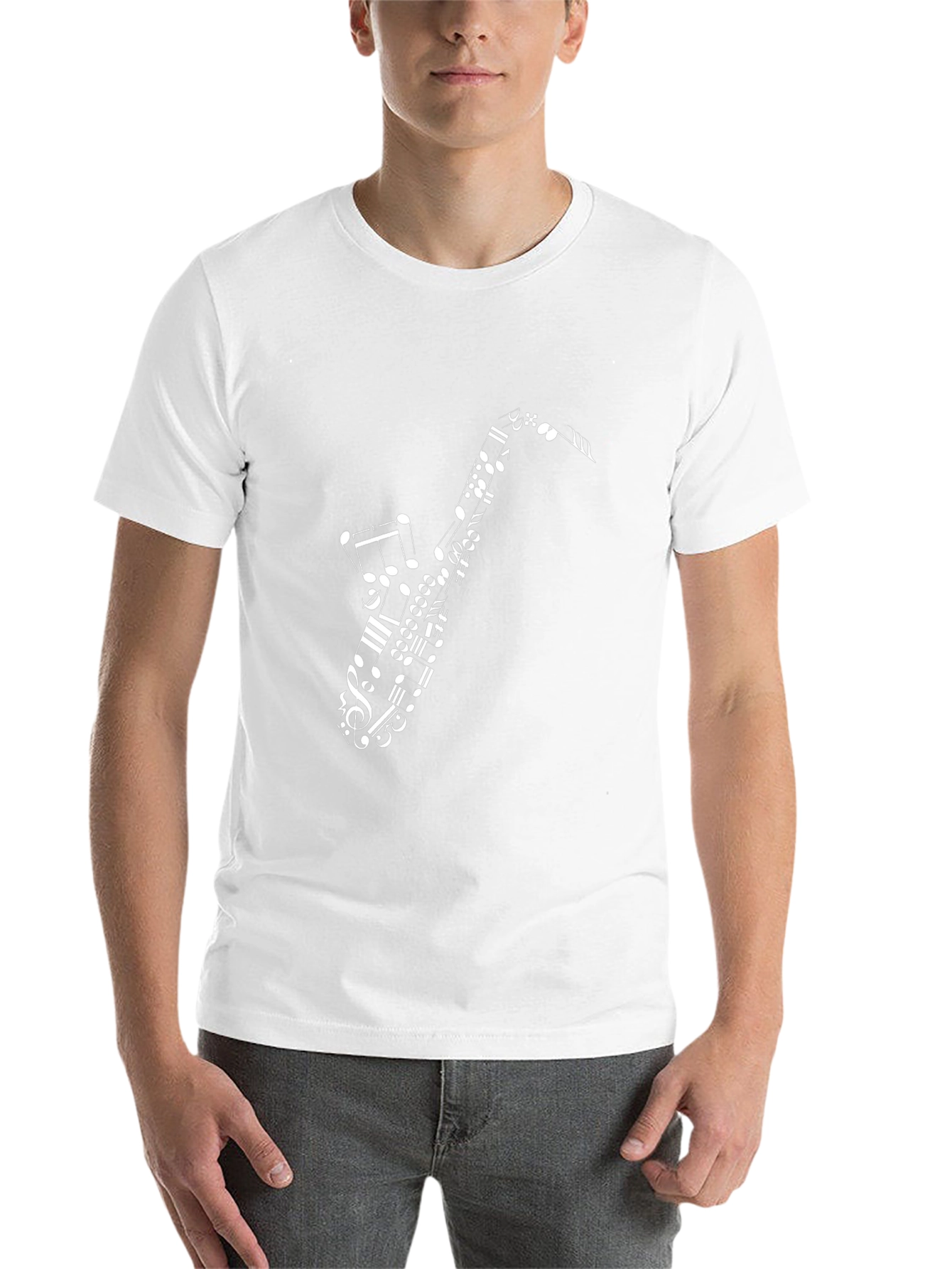 Saxophone Music Note Graphic Black T-Shirt