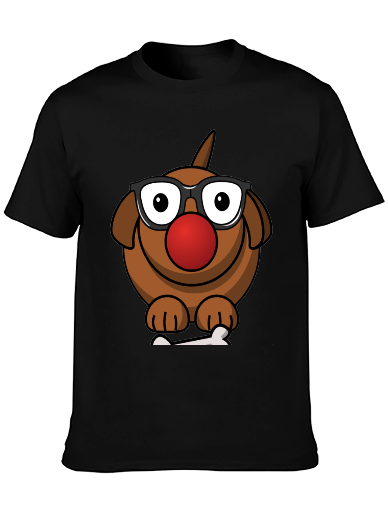 Cartoon Dog with Glasses T-Shirt - Fun Novelty Tee