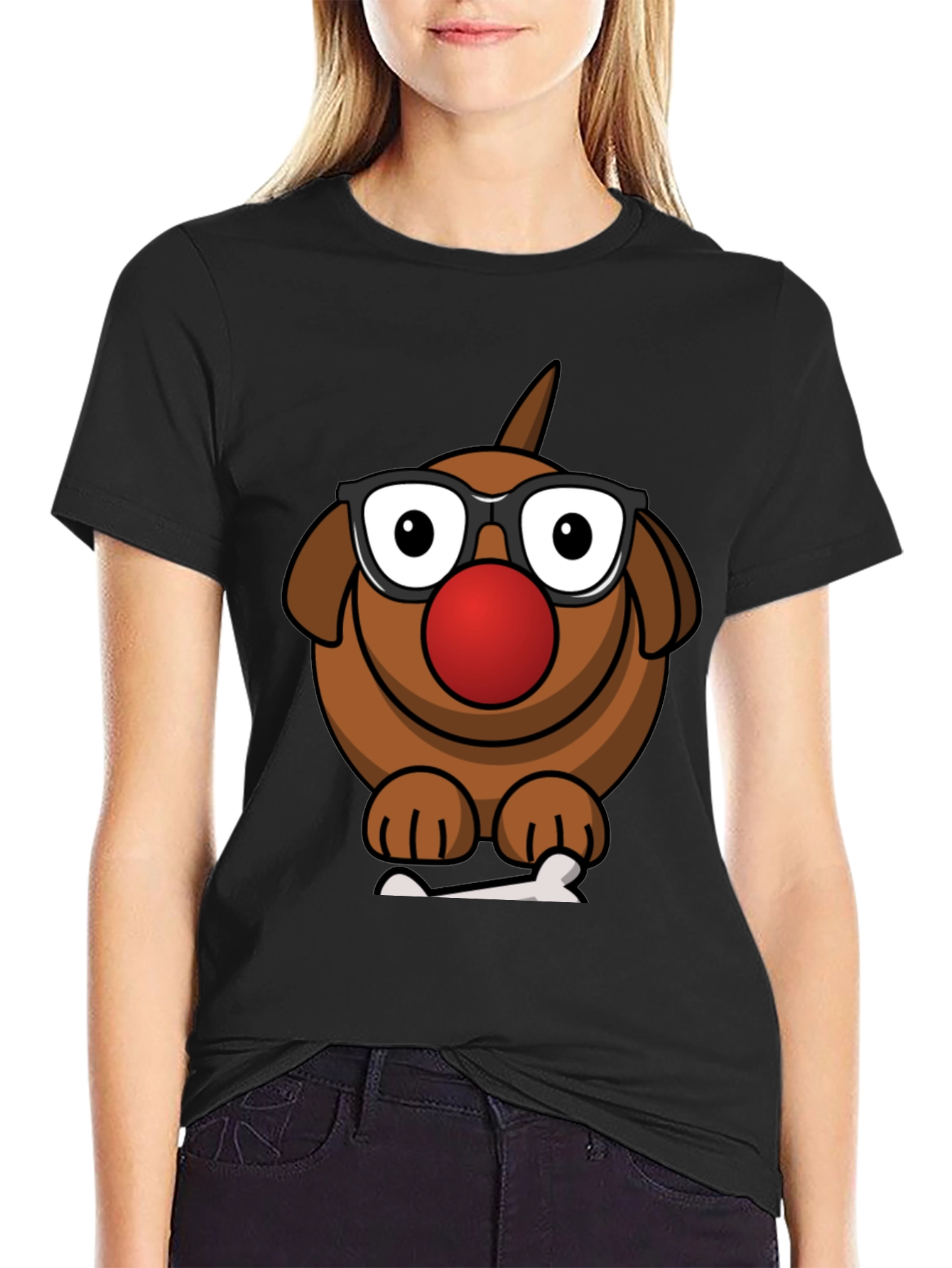 Cartoon Dog with Glasses T-Shirt - Fun Novelty Tee