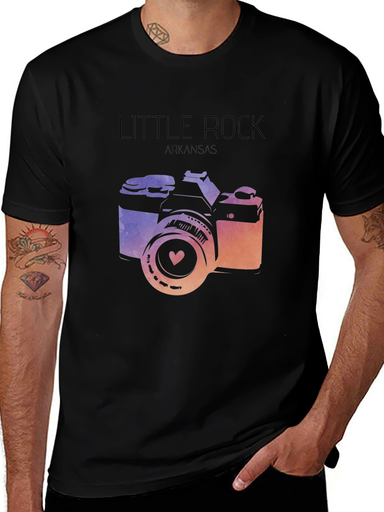 Little Rock Arkansas Camera Graphic T-Shirt