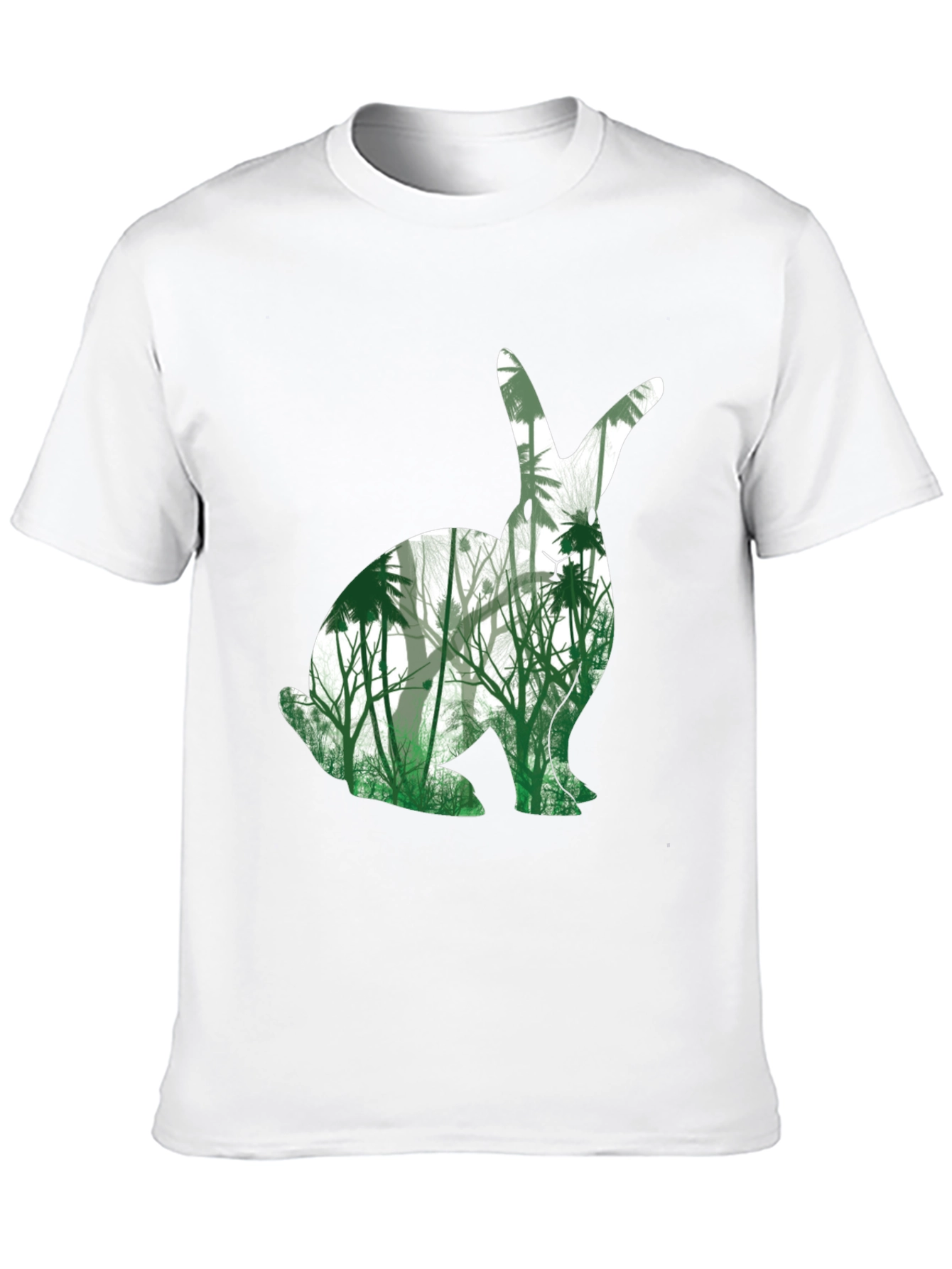 Nature Bunny Graphic Tee - Black Cotton Blend T-Shirt