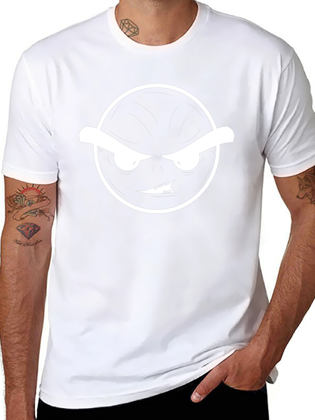 Grumpy Face Graphic Tee - Black T-Shirt