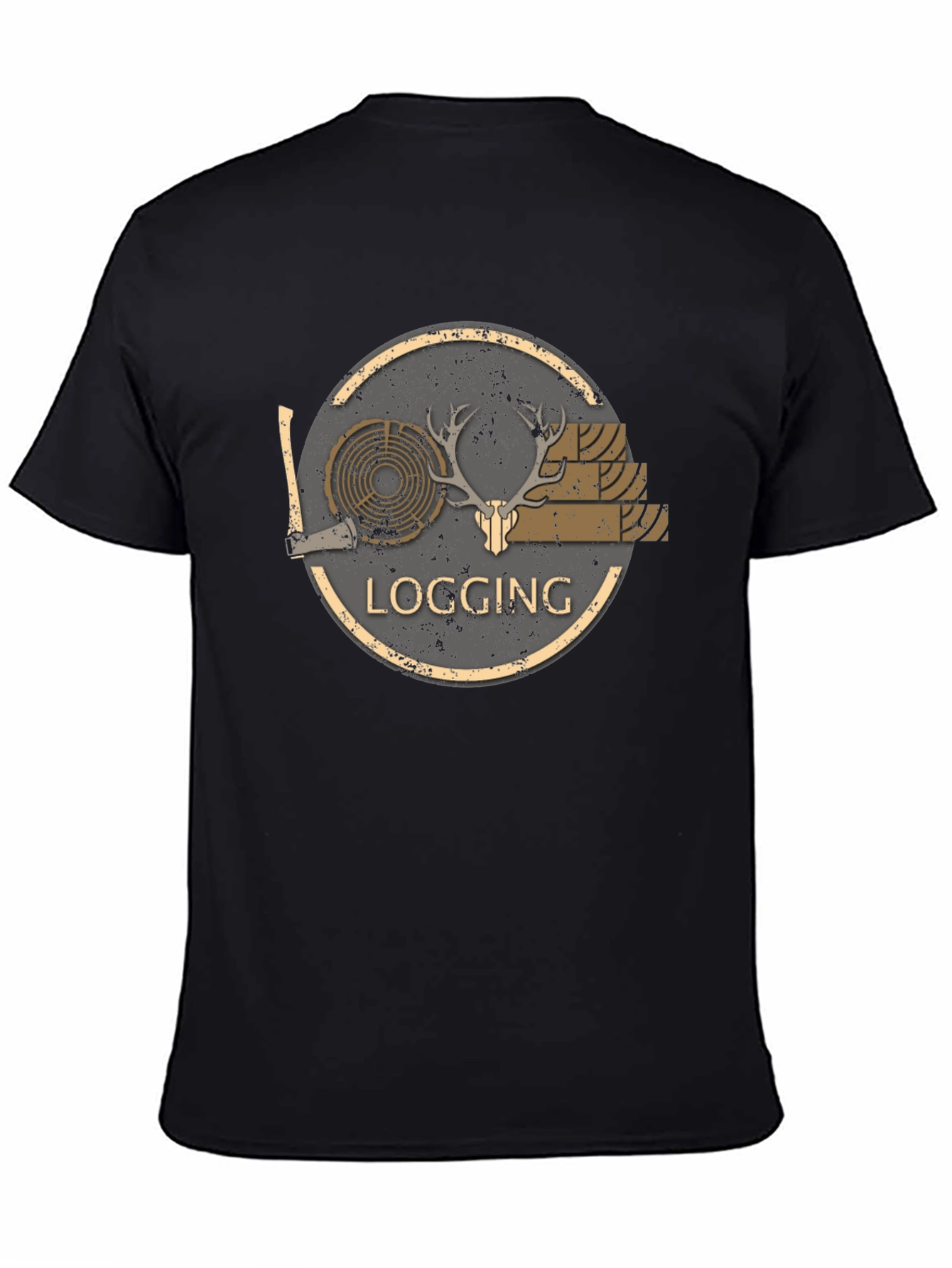 Logging Graphic Print Black T-Shirt