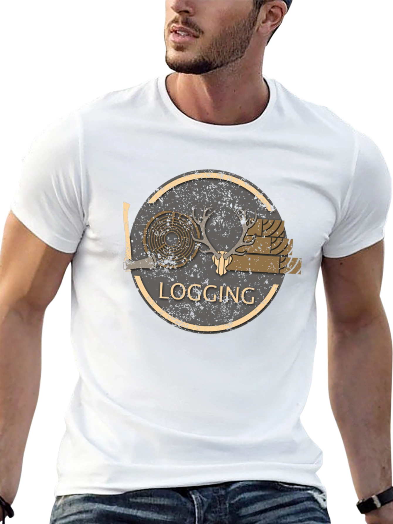 Logging Graphic Print Black T-Shirt