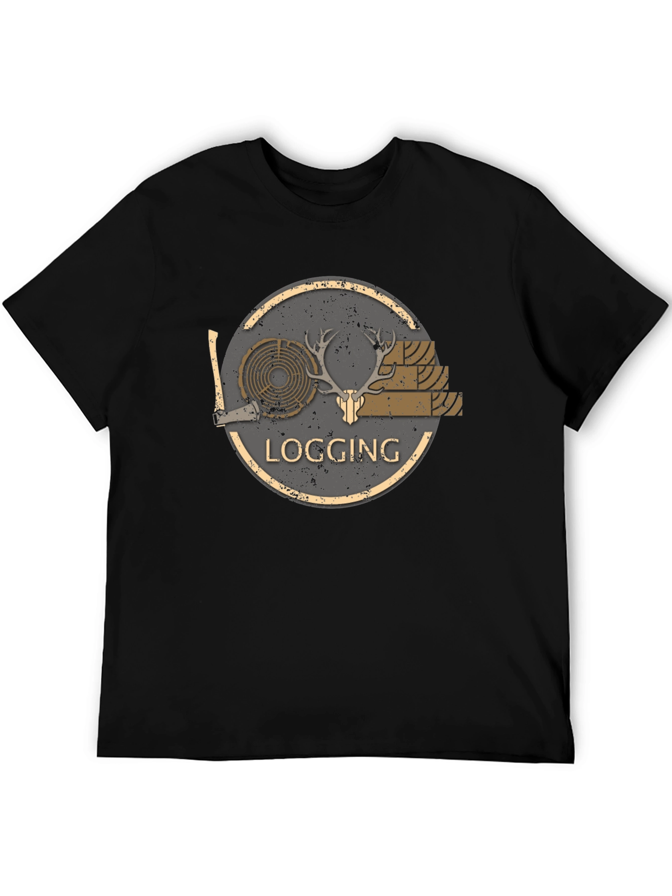 Logging Graphic Print Black T-Shirt
