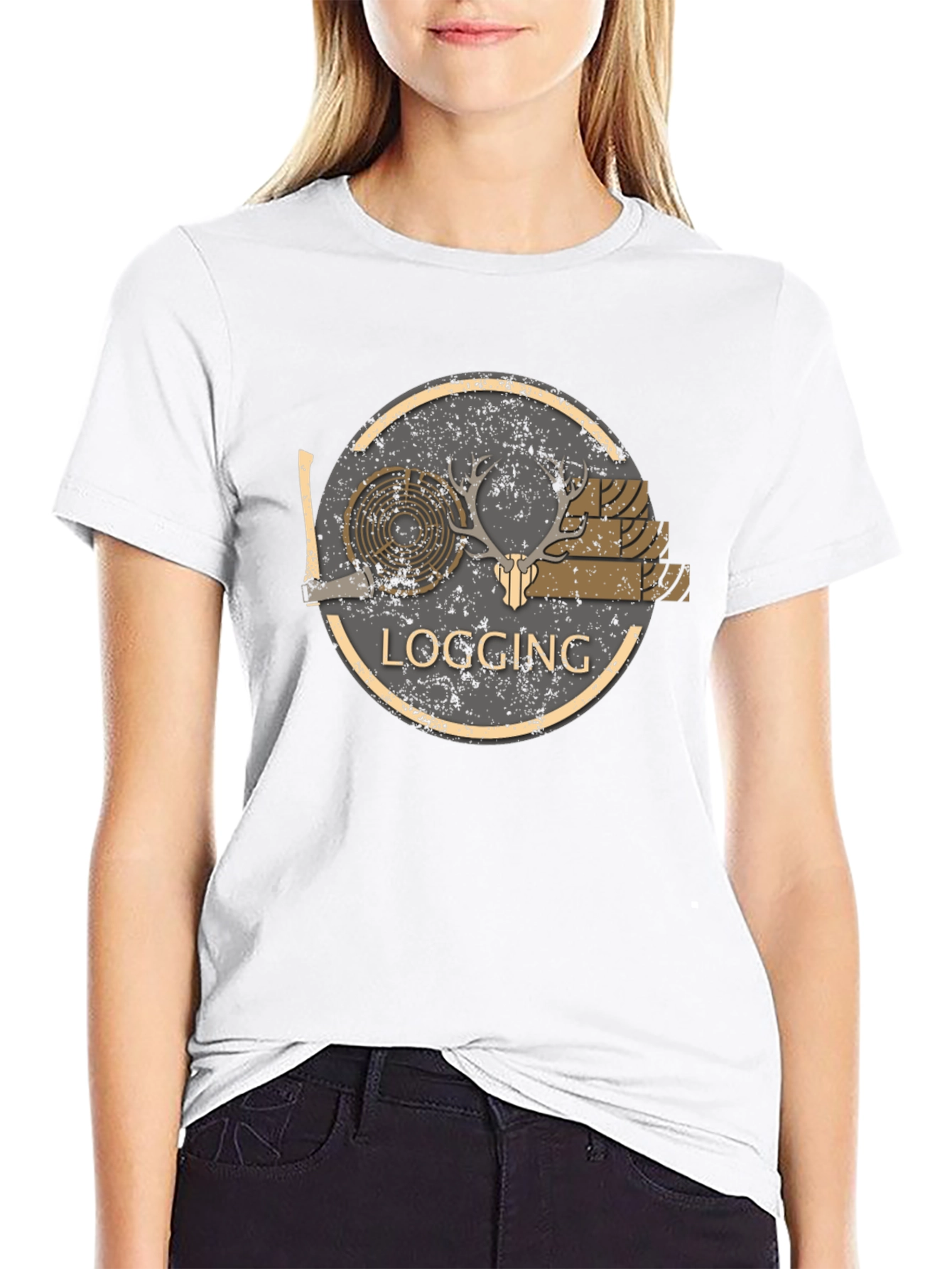 Logging Graphic Print Black T-Shirt