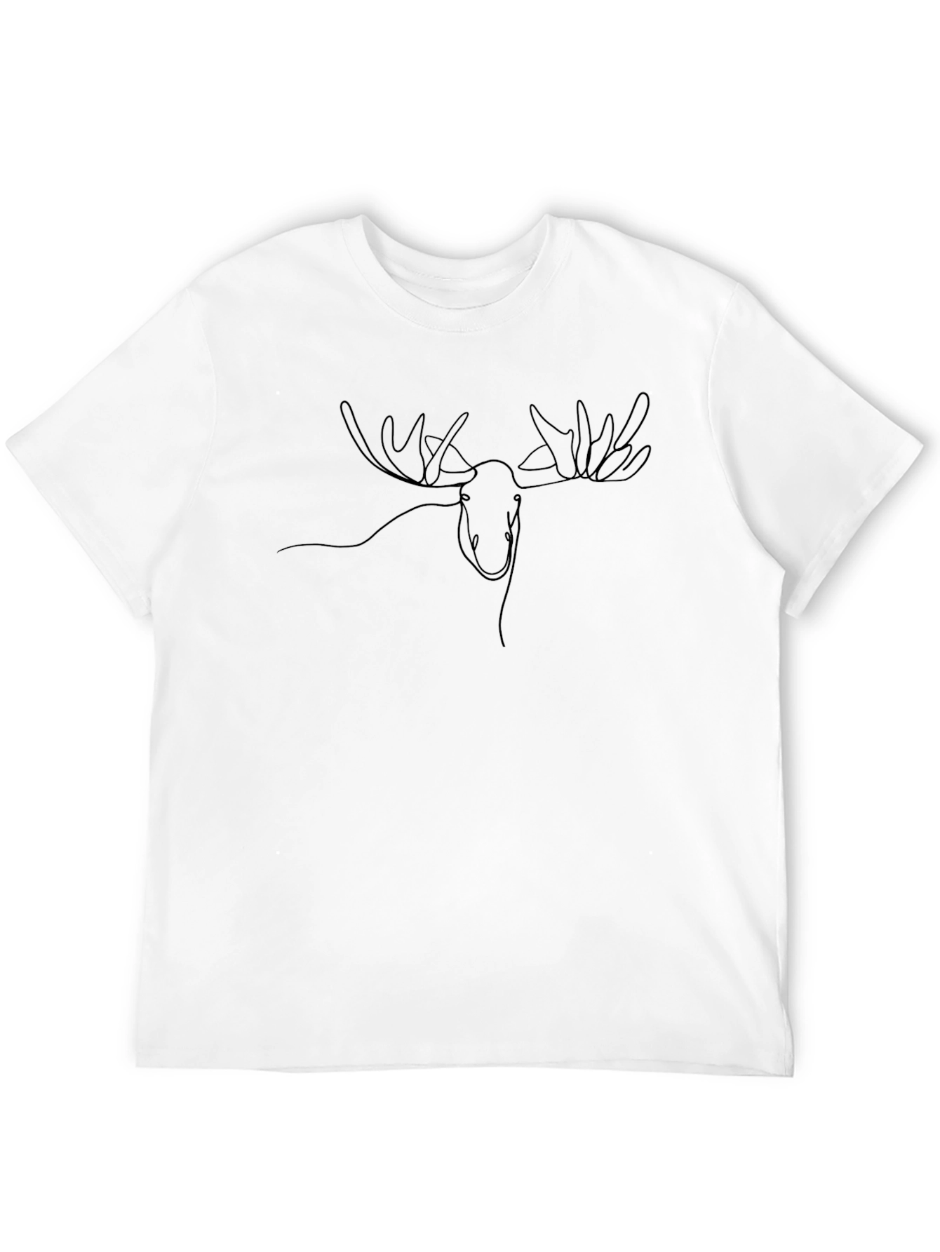 Moose Graphic T-Shirt - Black Line Art Design
