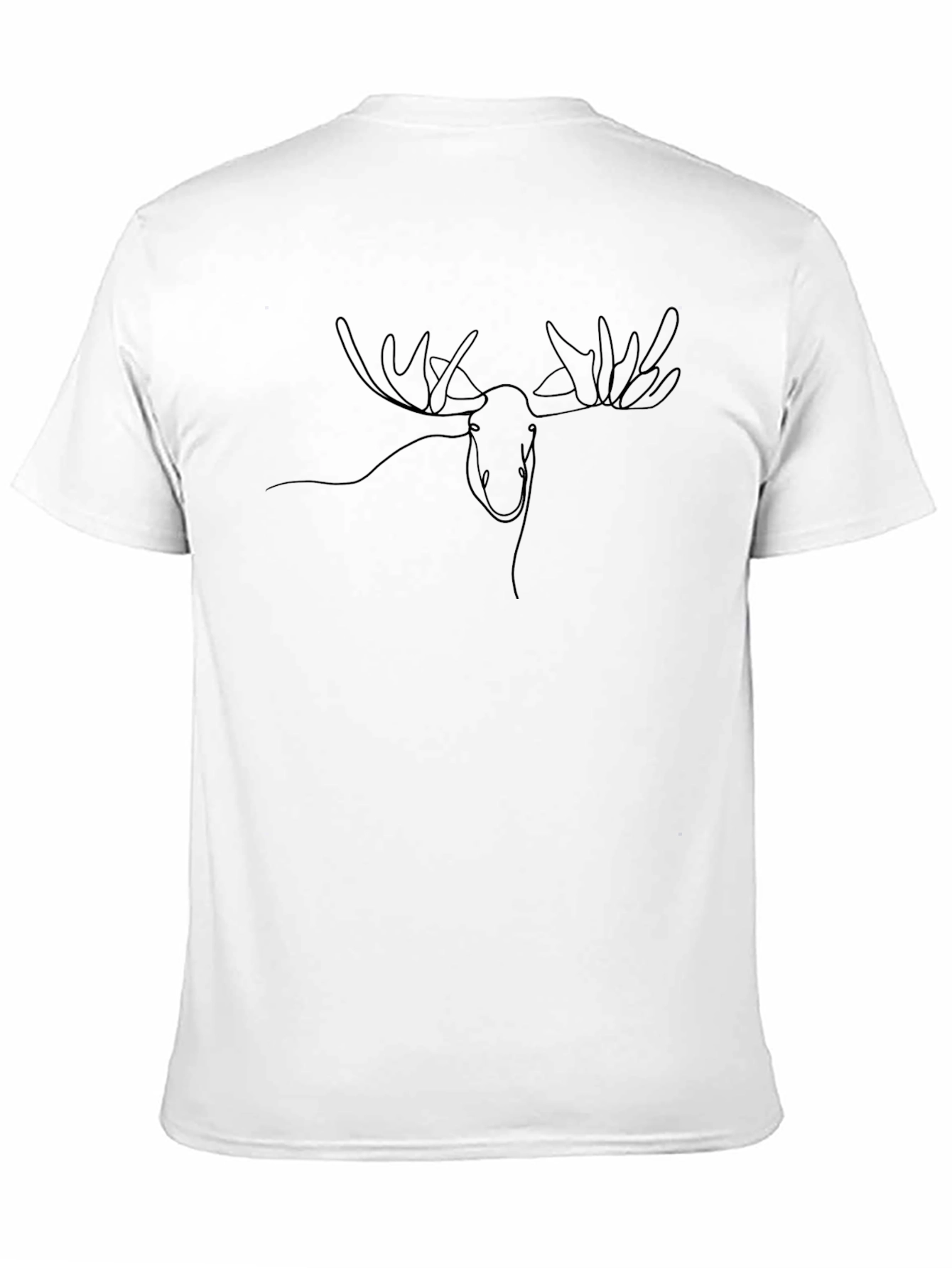 Moose Graphic T-Shirt - Black Line Art Design