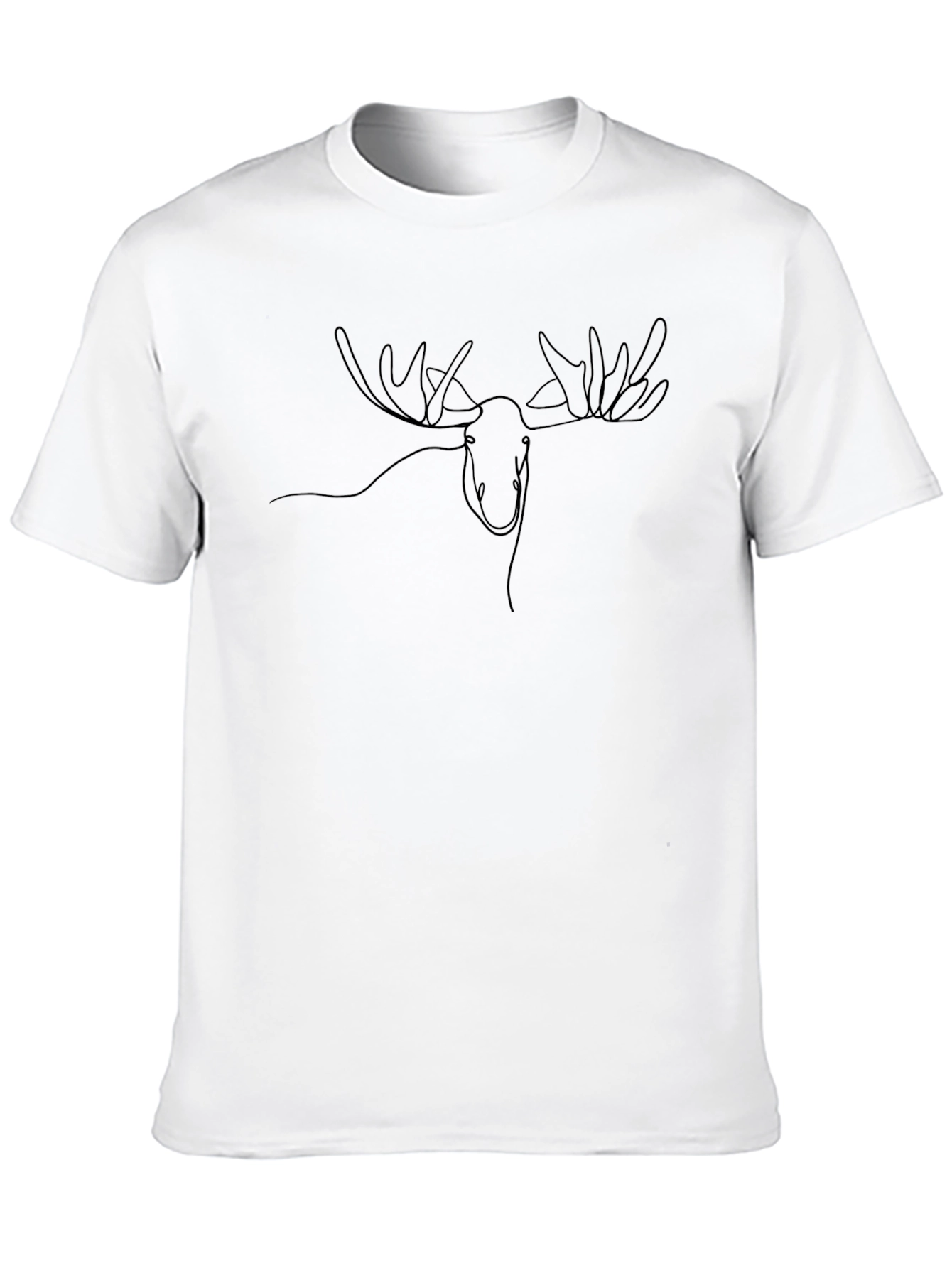 Moose Graphic T-Shirt - Black Line Art Design