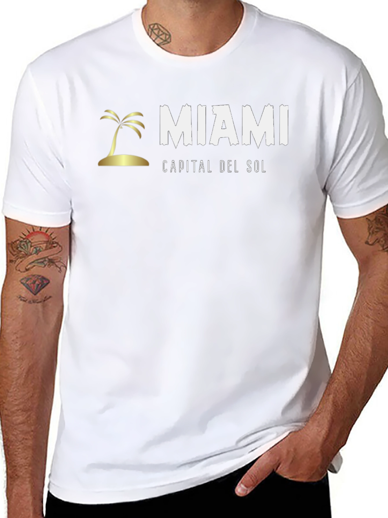 Miami Palm Tree Black T-Shirt
