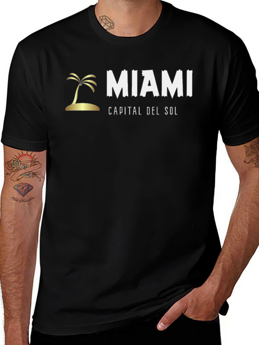 Miami Palm Tree Black T-Shirt