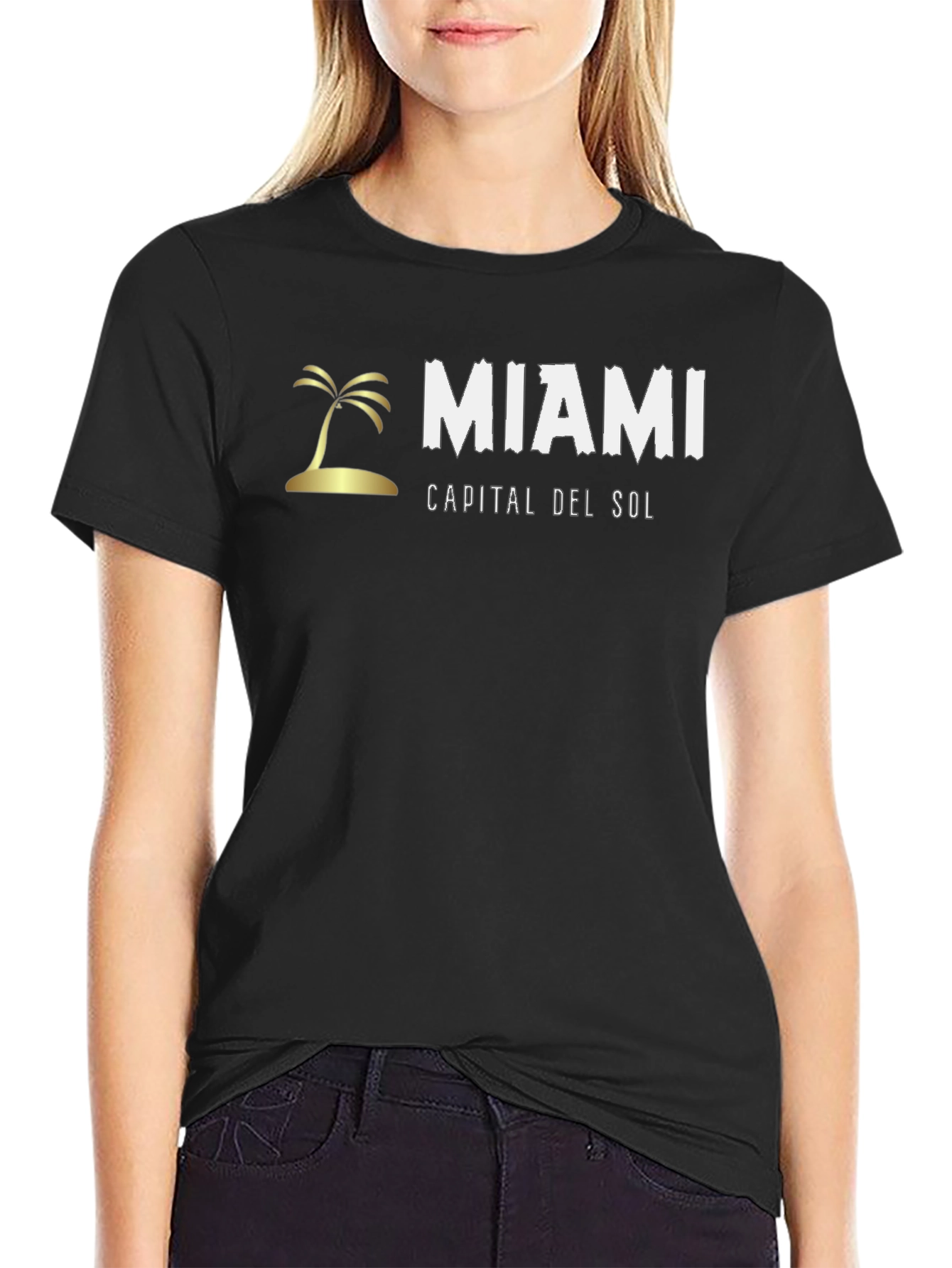 Miami Palm Tree Black T-Shirt