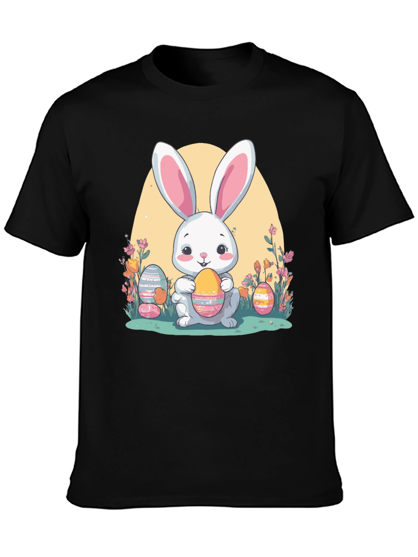 Easter Bunny T-Shirt: Cute Rabbit Holding Eggs