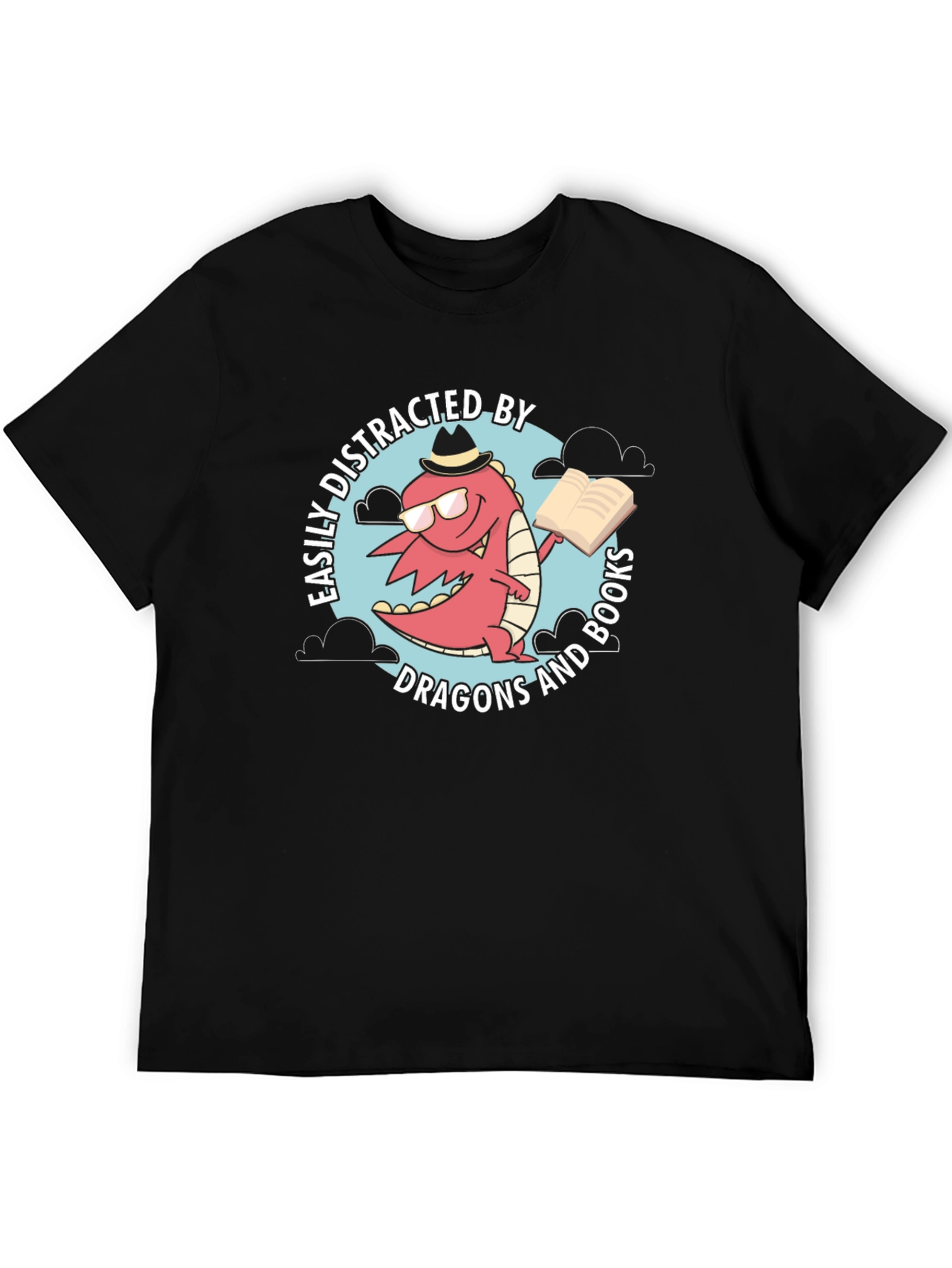 Dragon & Books Tee - Easily Distracted Novelty Shirt