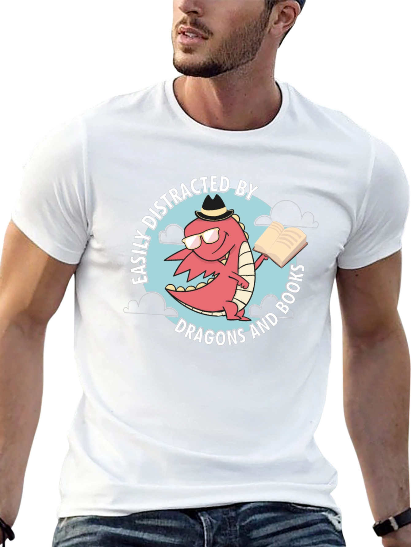 Dragon & Books Tee - Easily Distracted Novelty Shirt