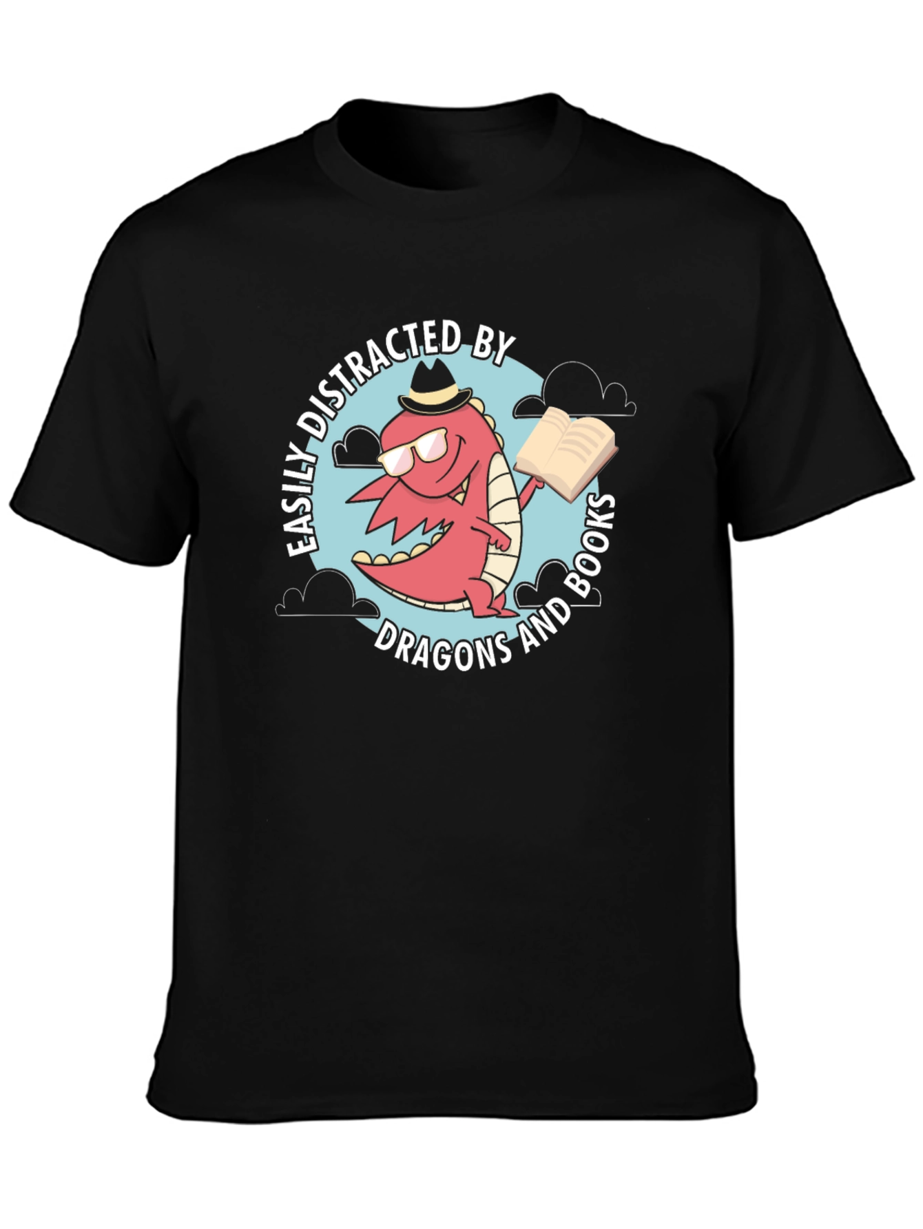 Dragon & Books Tee - Easily Distracted Novelty Shirt