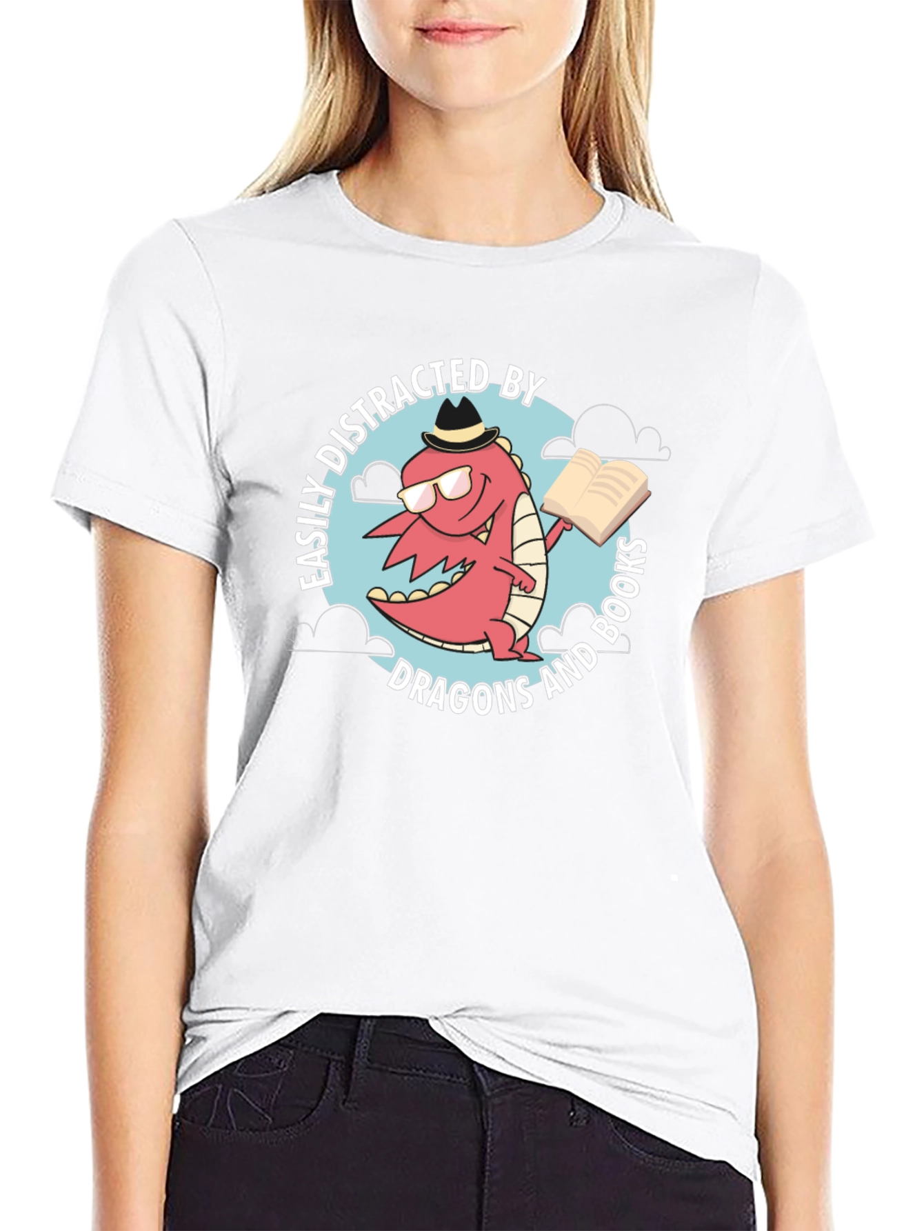 Dragon & Books Tee - Easily Distracted Novelty Shirt