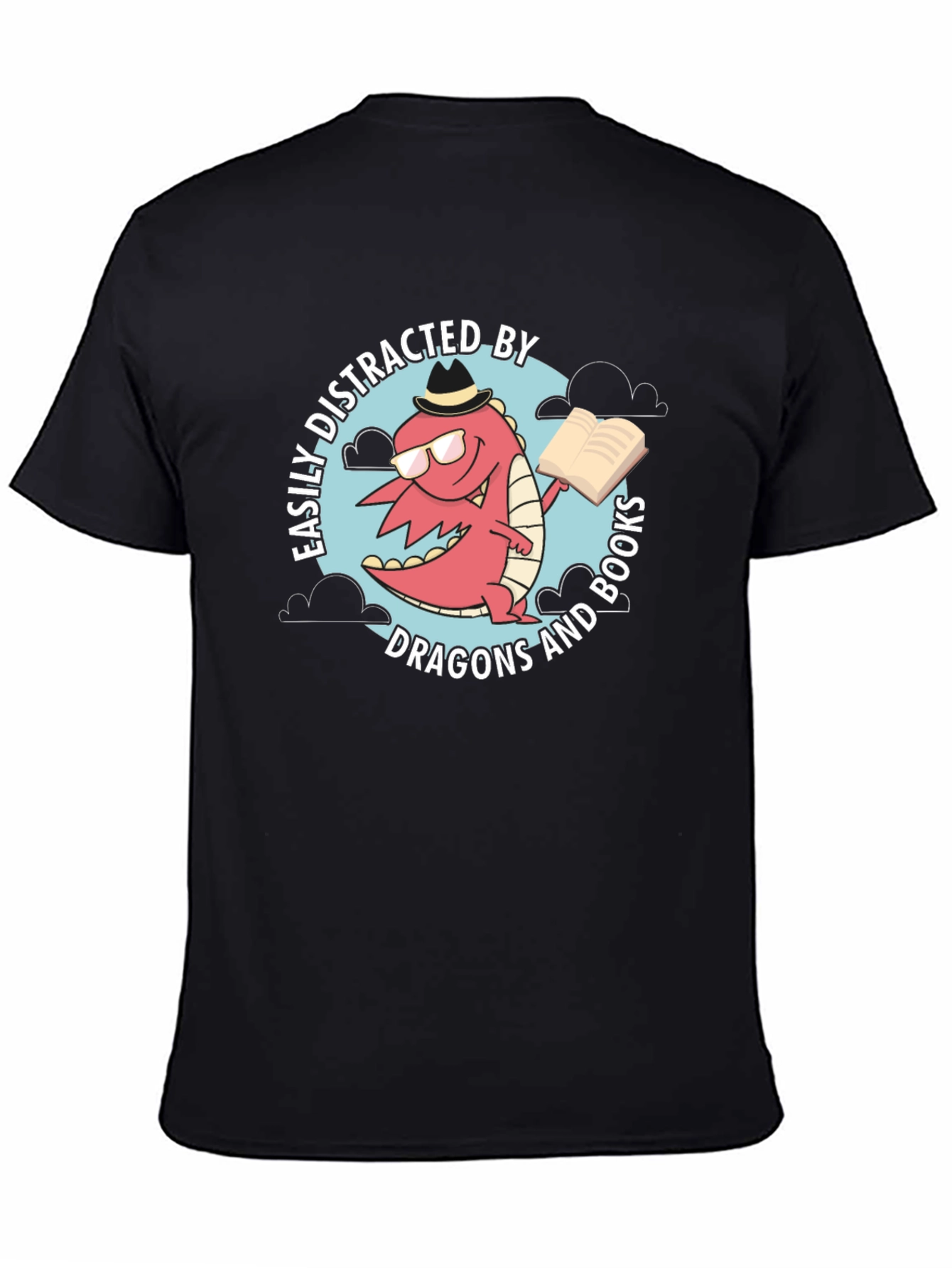 Dragon & Books Tee - Easily Distracted Novelty Shirt