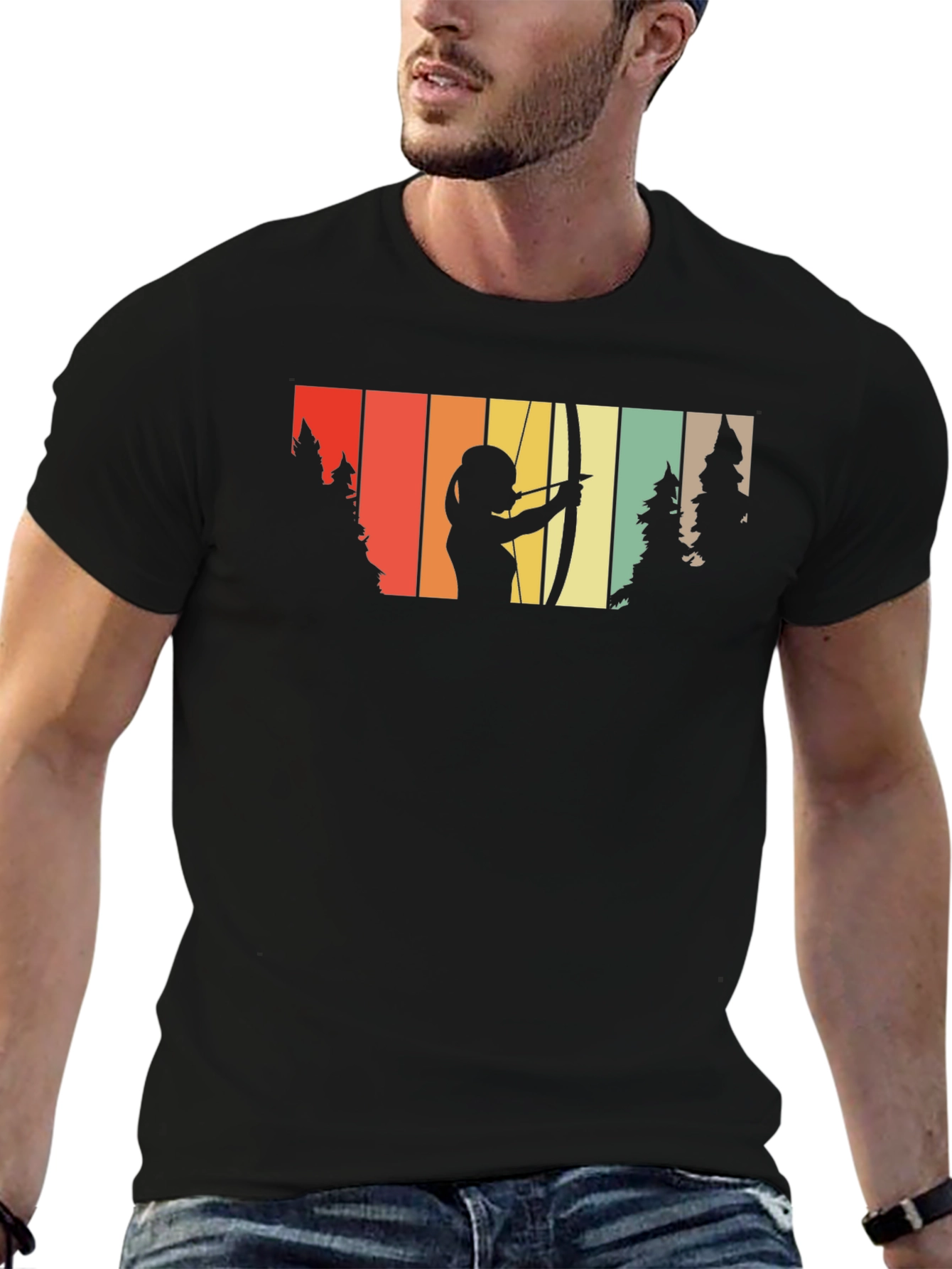 Retro Archer Graphic Tee - Black