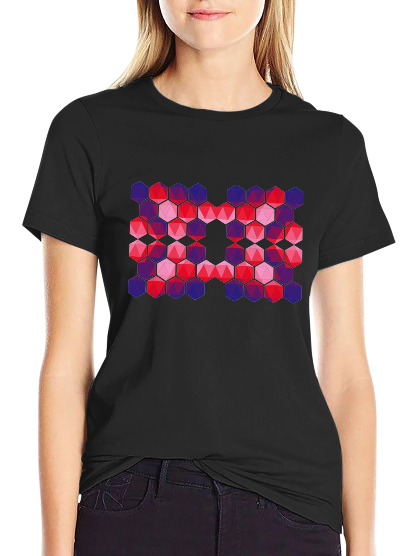 Geometric Hexagon Pattern Graphic T-Shirt
