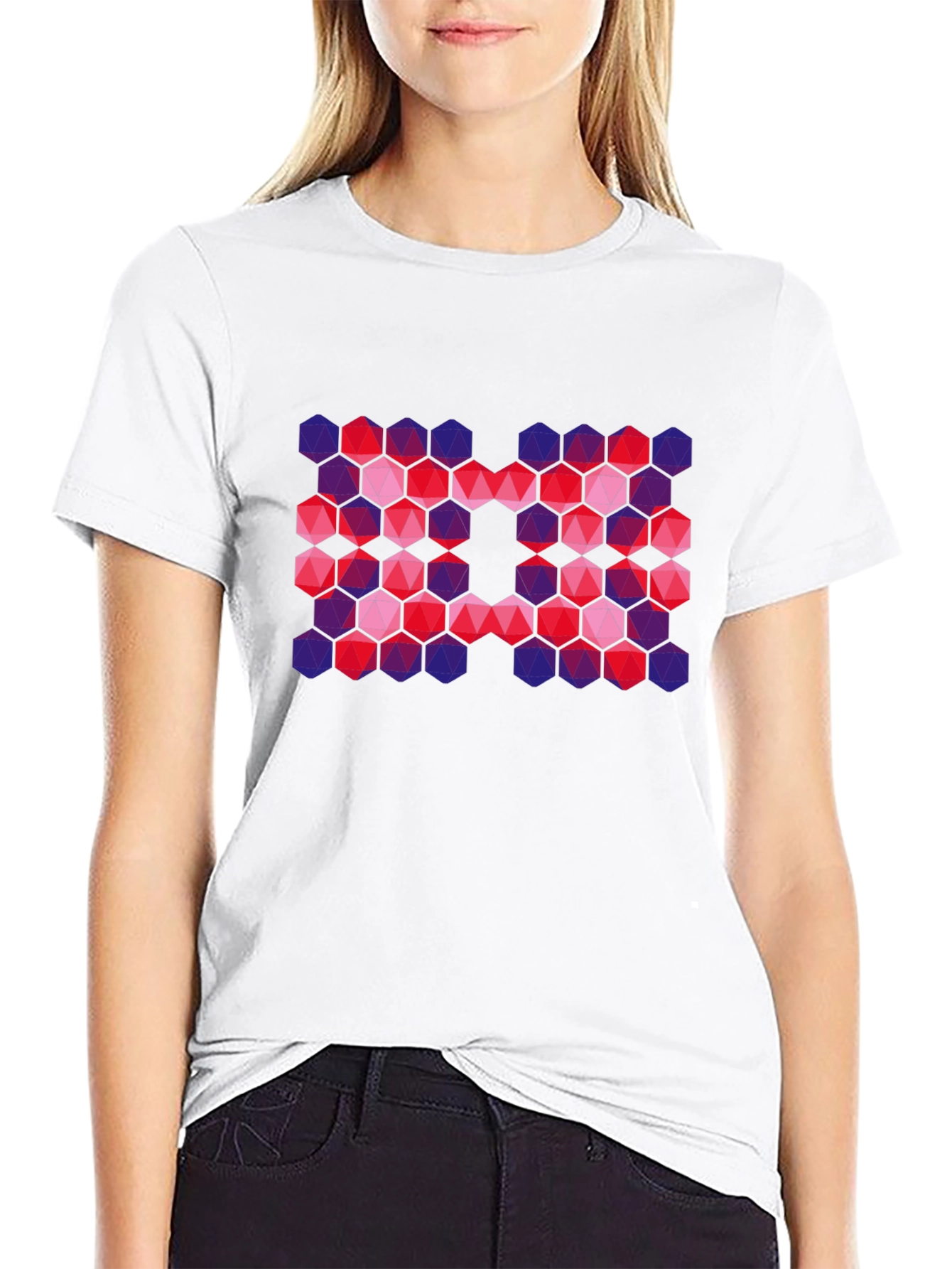 Geometric Hexagon Pattern Graphic T-Shirt