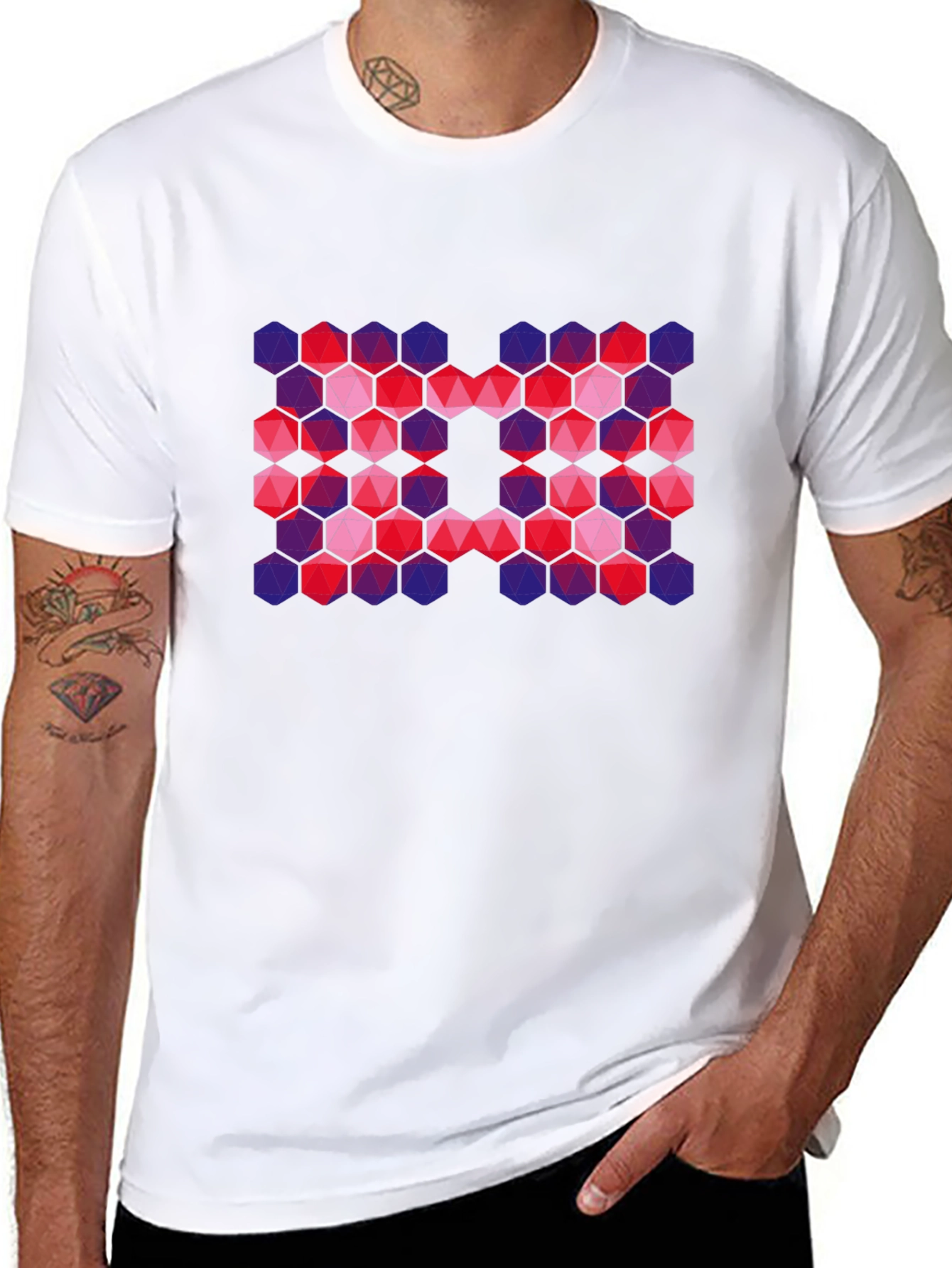 Geometric Hexagon Pattern Graphic T-Shirt