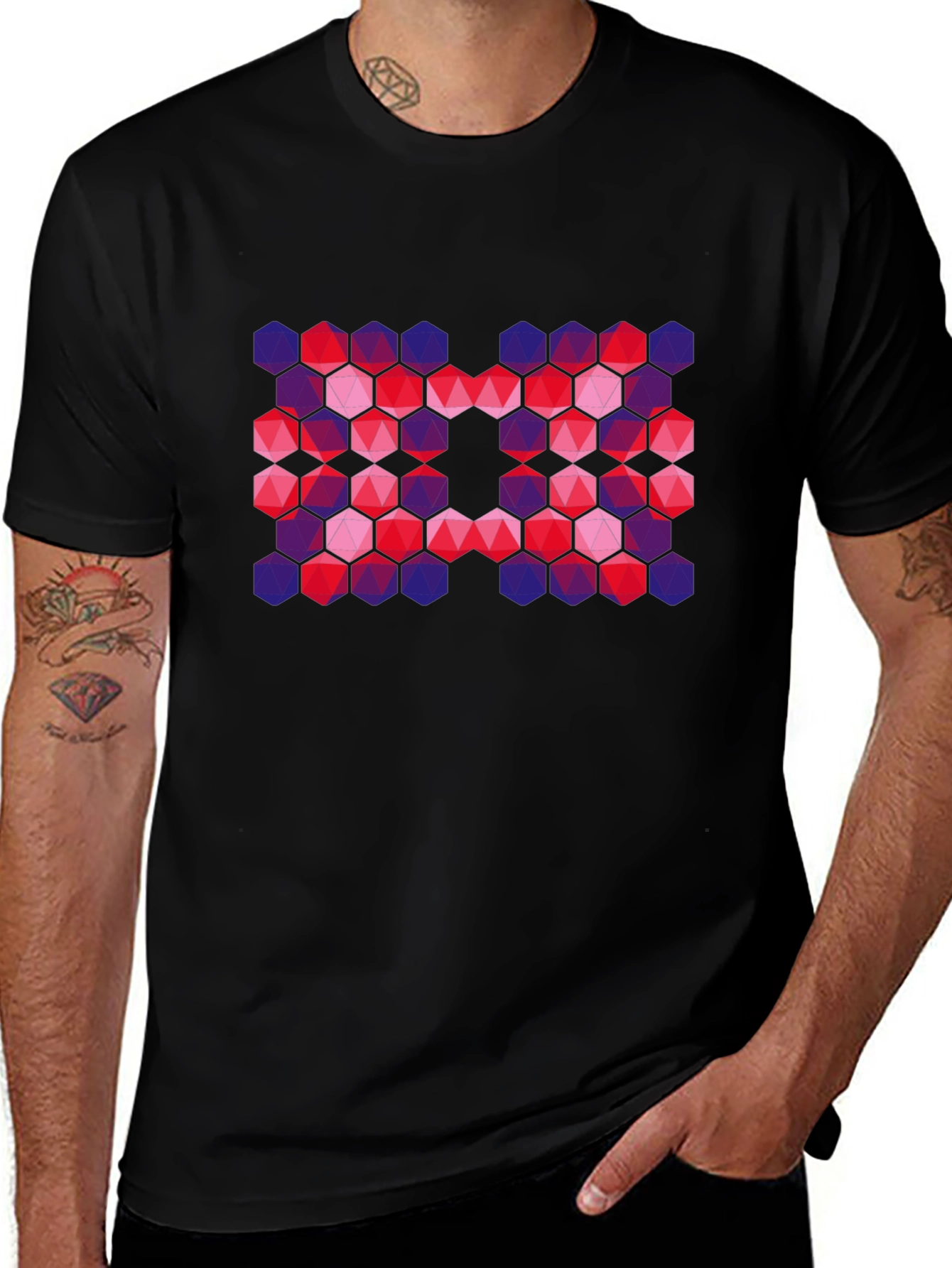 Geometric Hexagon Pattern Graphic T-Shirt