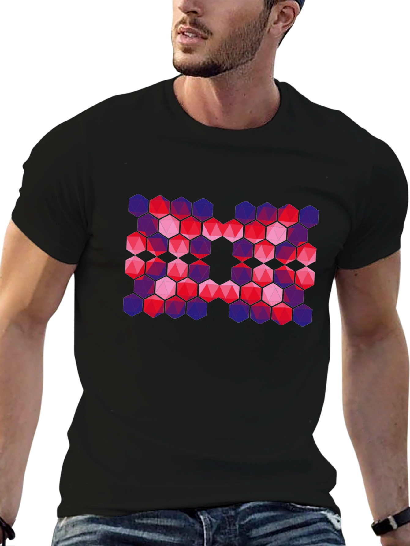 Geometric Hexagon Pattern Graphic T-Shirt