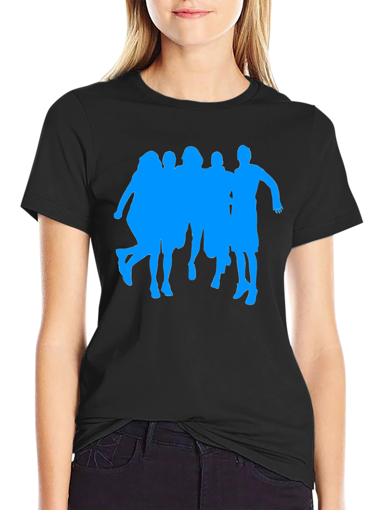 Silhouette Crew Graphic Tee - Casual Black T-Shirt