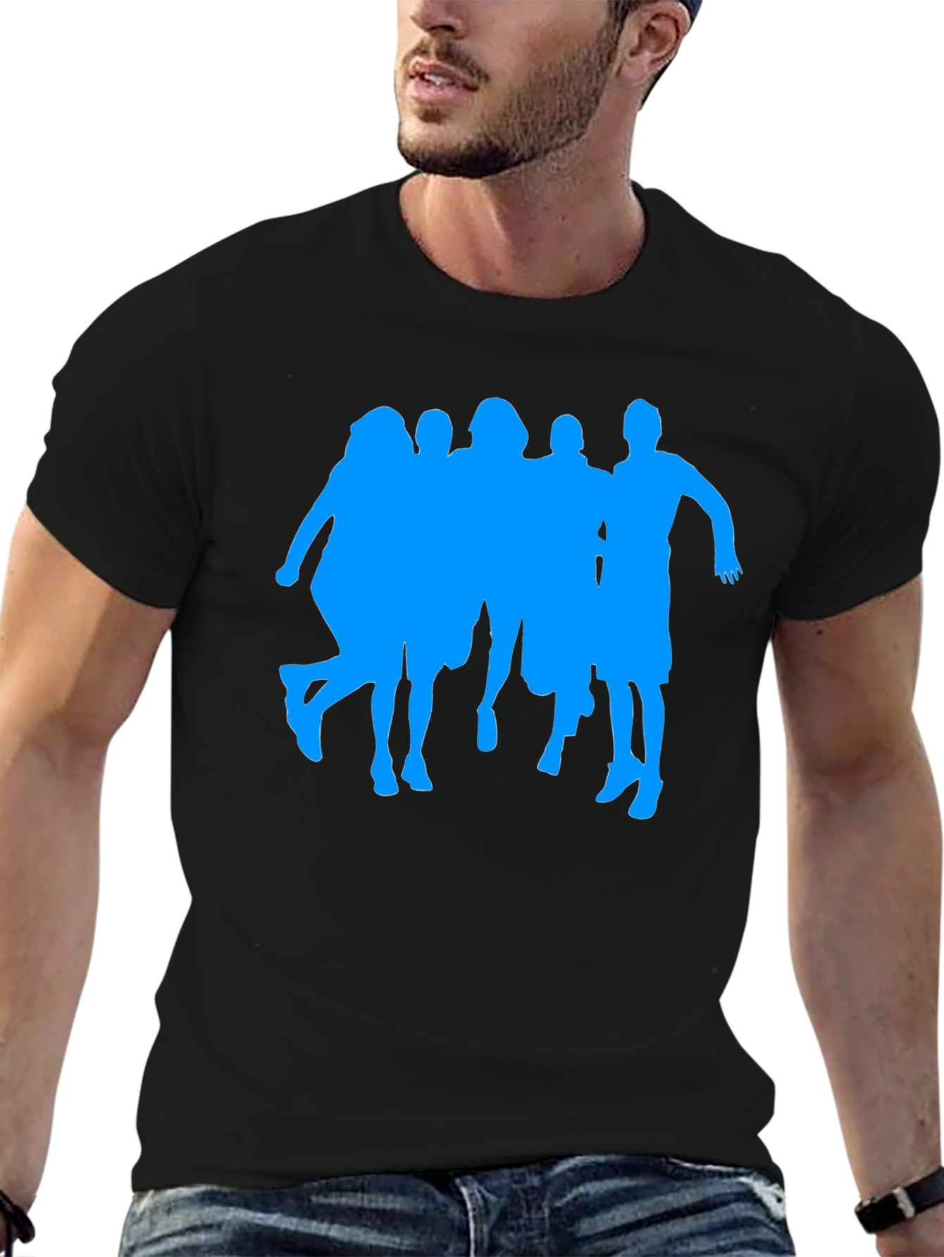 Silhouette Crew Graphic Tee - Casual Black T-Shirt