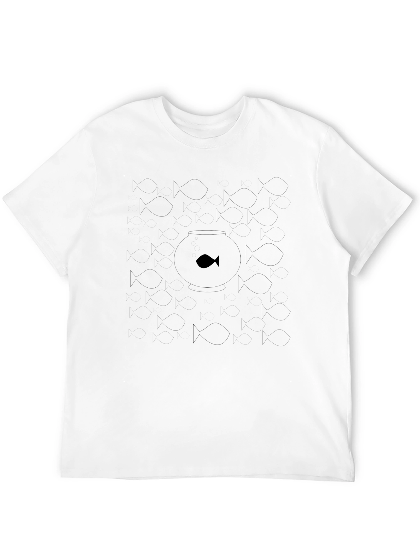 Unique Fishbowl Graphic Tee - Black Cotton Casual Shirt