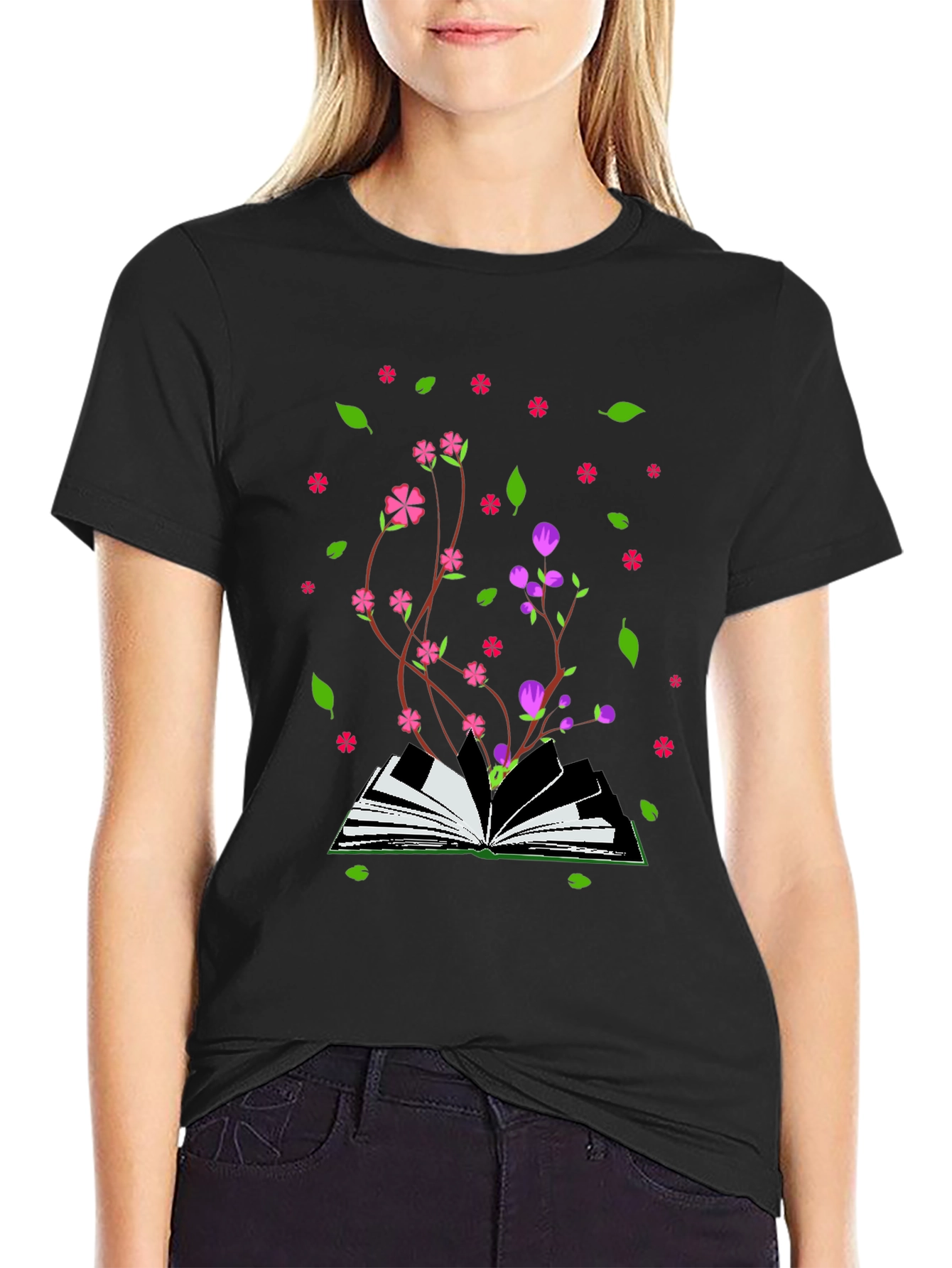 Blooming Book T-Shirt - Nature Inspired Design