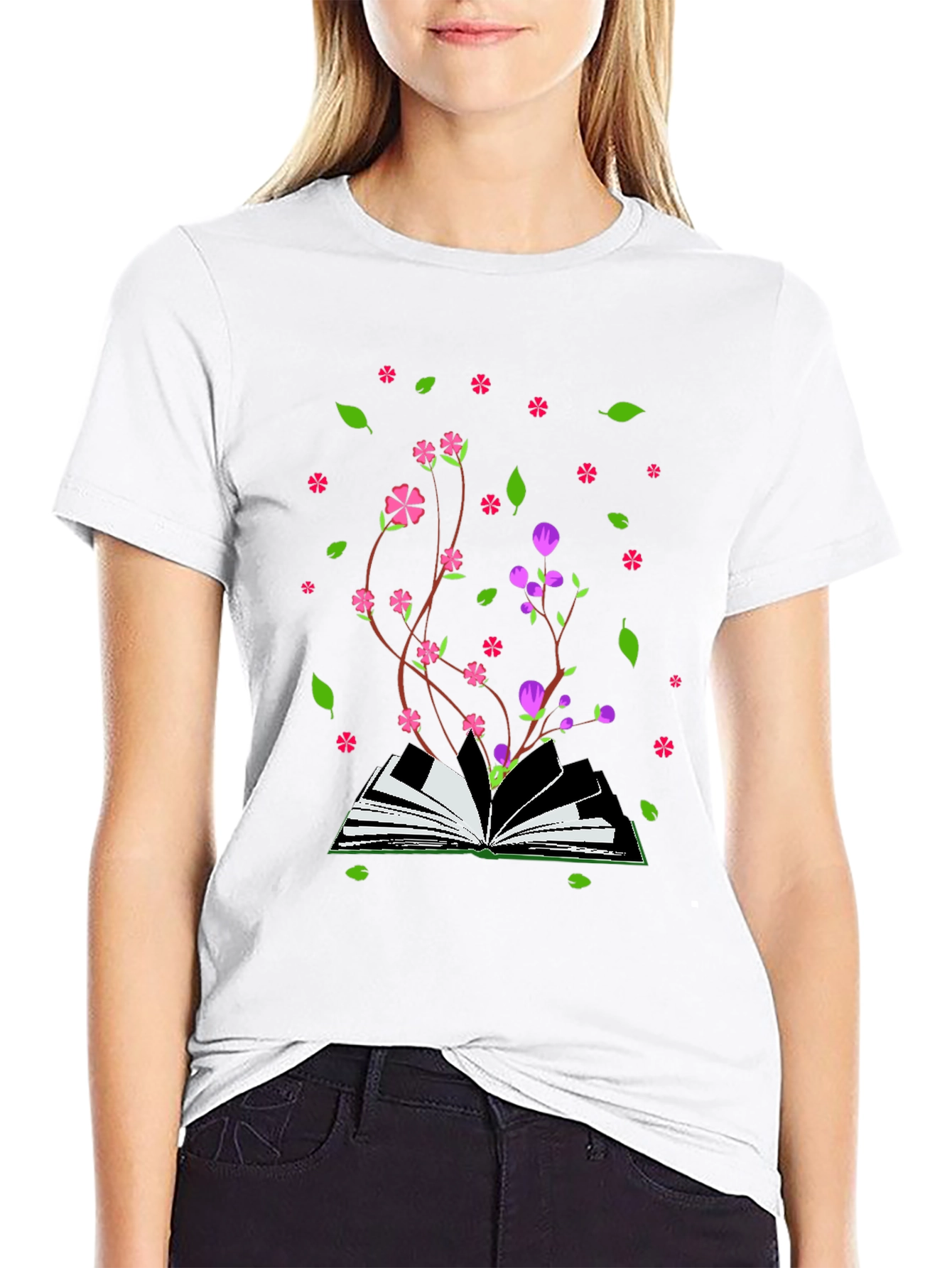 Blooming Book T-Shirt - Nature Inspired Design