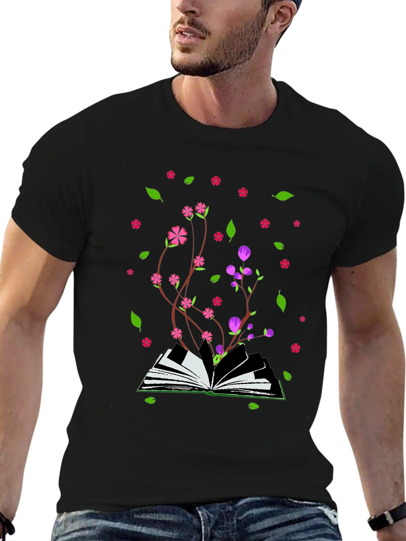 Blooming Book T-Shirt - Nature Inspired Design