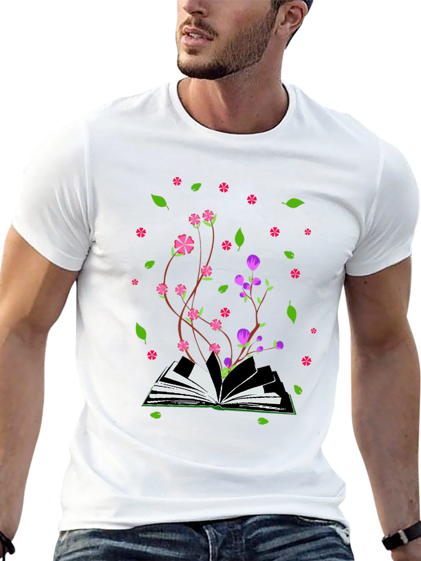 Blooming Book T-Shirt - Nature Inspired Design