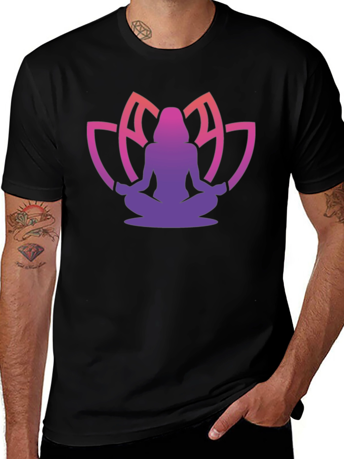 Meditative Lotus T-Shirt - Black
