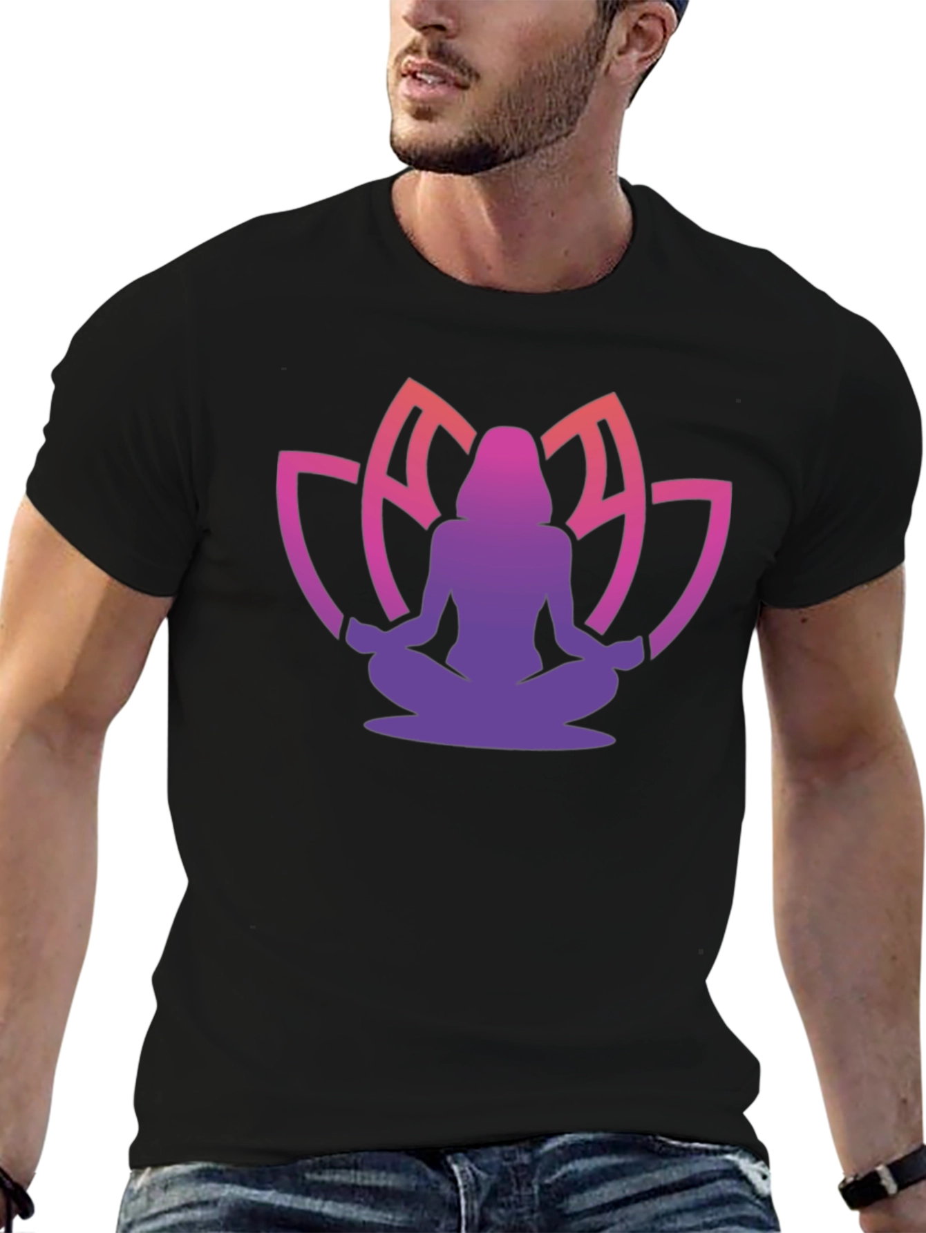 Meditative Lotus T-Shirt - Black