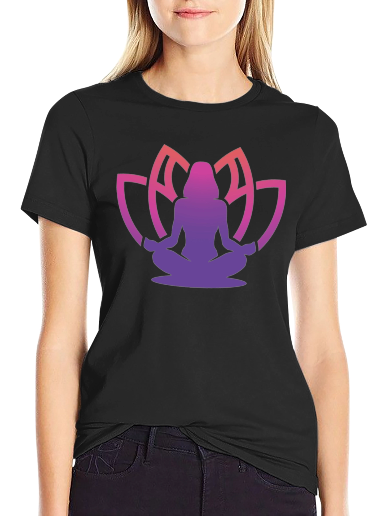 Meditative Lotus T-Shirt - Black