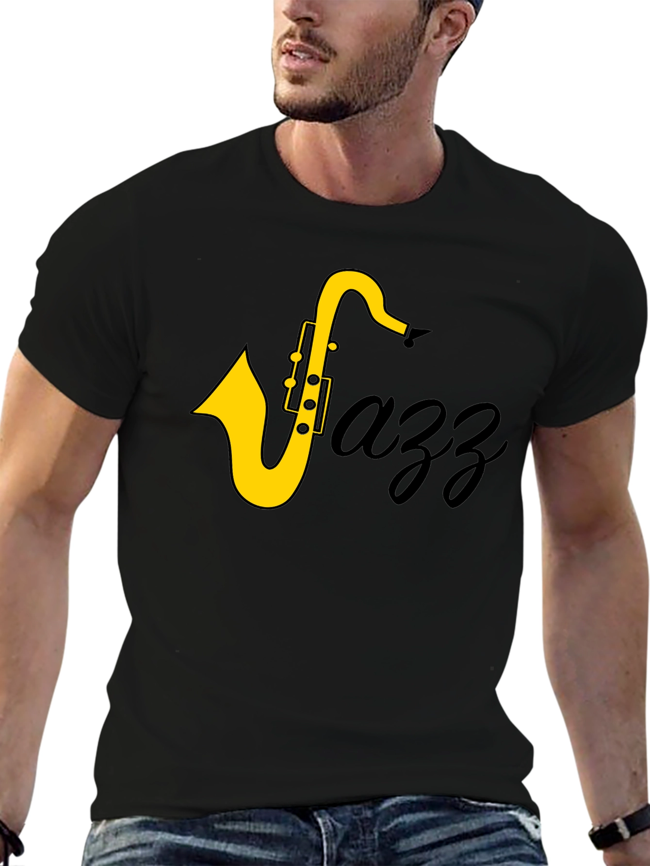 Jazz Saxophone Black T-Shirt - Cool Music Tee