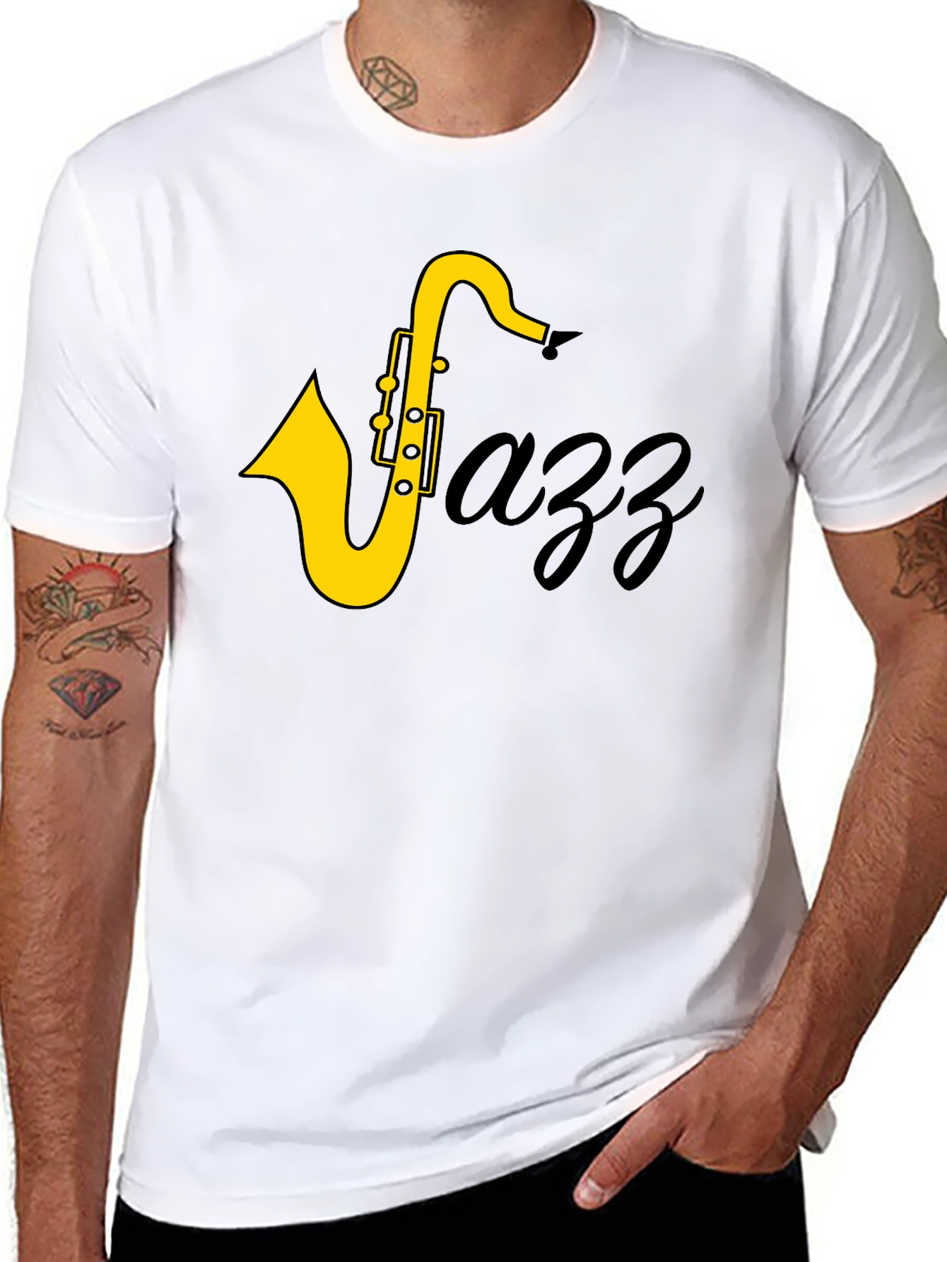 Jazz Saxophone Black T-Shirt - Cool Music Tee