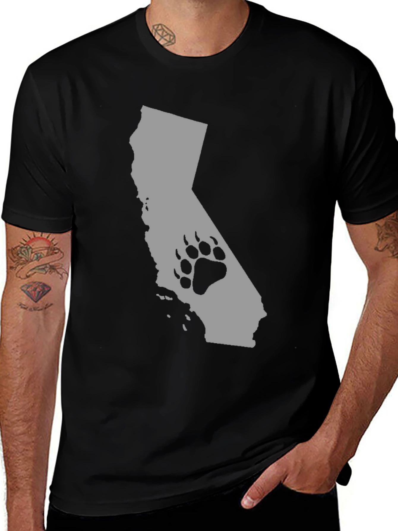 California Bear Paw Print Graphic T-Shirt
