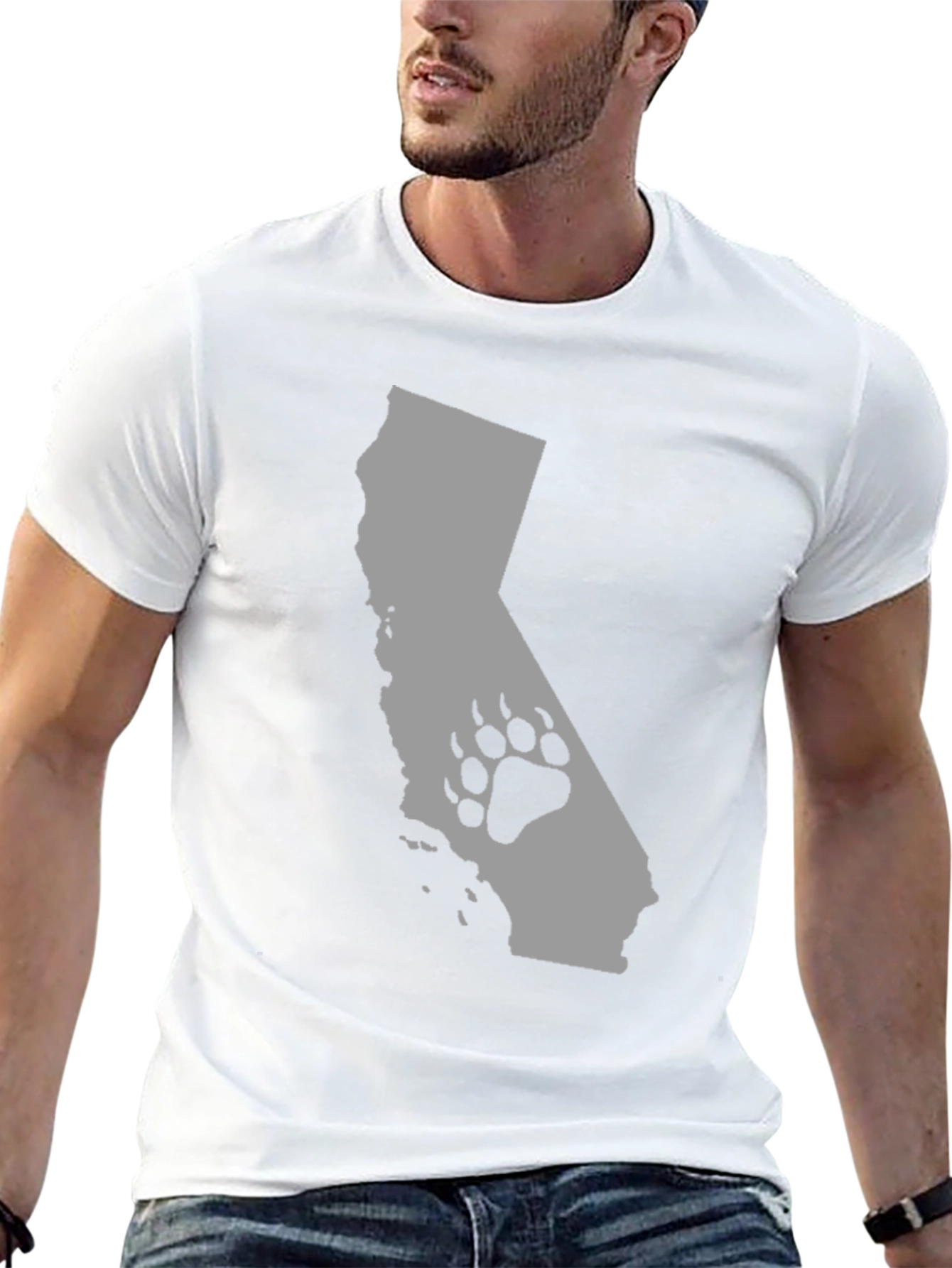 California Bear Paw Print Graphic T-Shirt