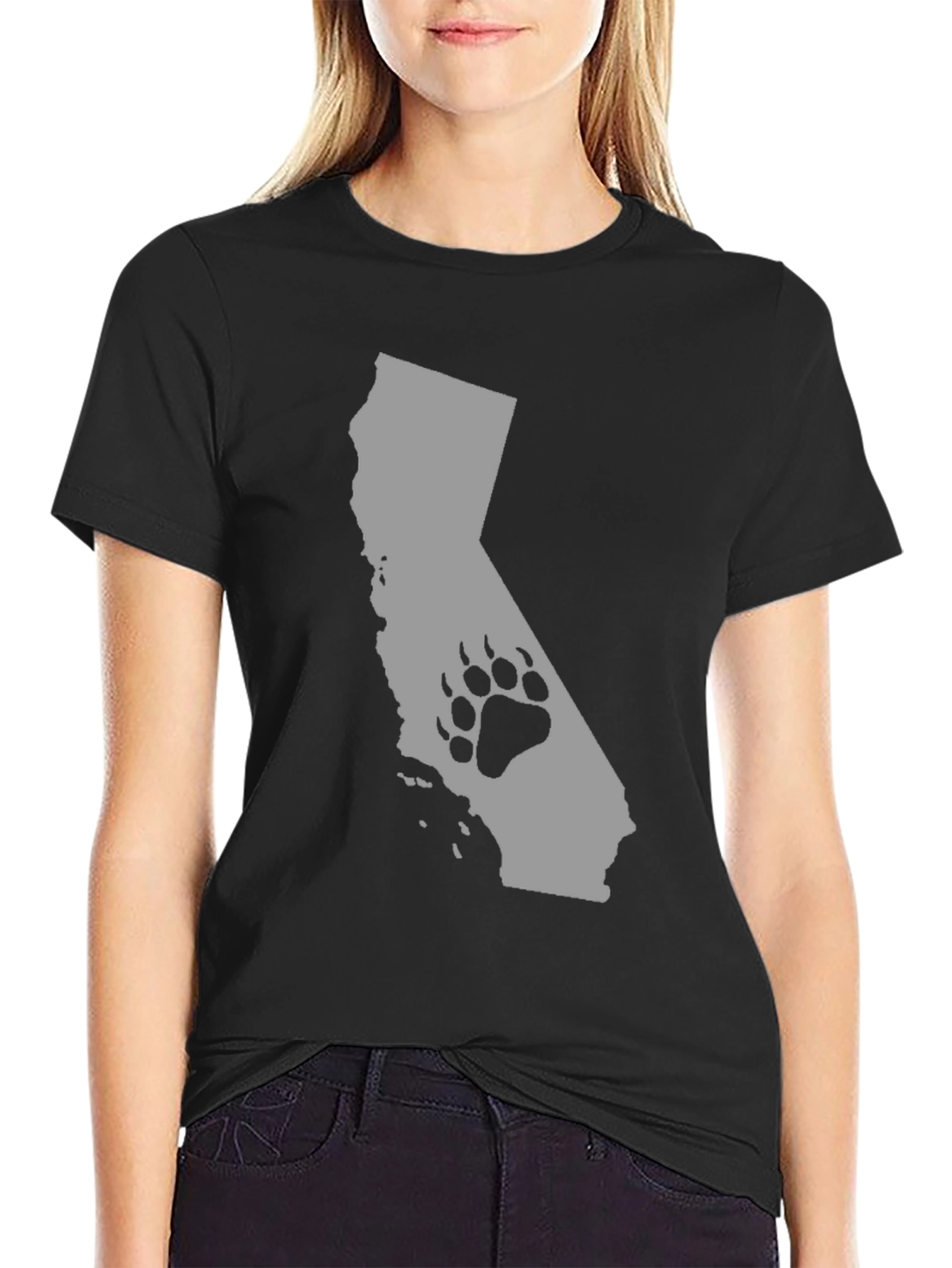 California Bear Paw Print Graphic T-Shirt